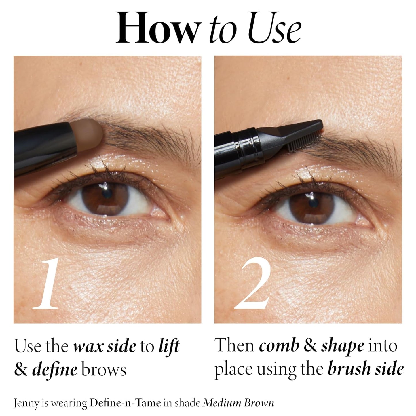 LAURA GELLER NEW YORK Define-n-Tame Brow Lifting Stick - Laminated Full Brows - Wax - Medium Brown