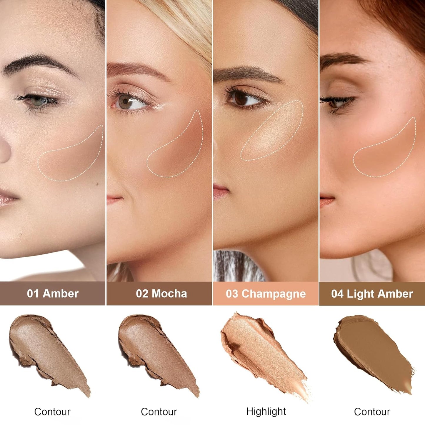 FV Cool Toned Contour Stick, Blendable & Smooth, Natural Finish Cream Contour Stick, Waterproof & Long Lasting Face Shaping Contouring Stick Makeup for Beginners, Cruelty-free, 01 Amber