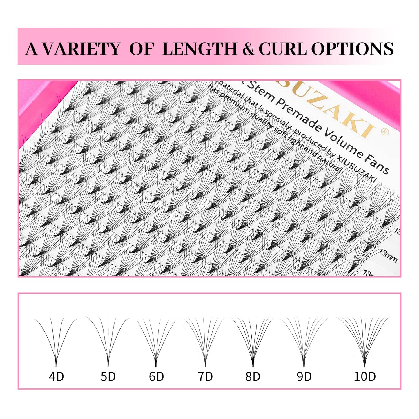 Premade Fans Eyelash Extensions 10D Volume Lash Extensions 0.03 Thickness Eyelash Extension C Curl Premade Lash Fans Mix 9-16mm Fluffy Soft Handmade Lash Fan(10D-0.03-C,9-16mm)