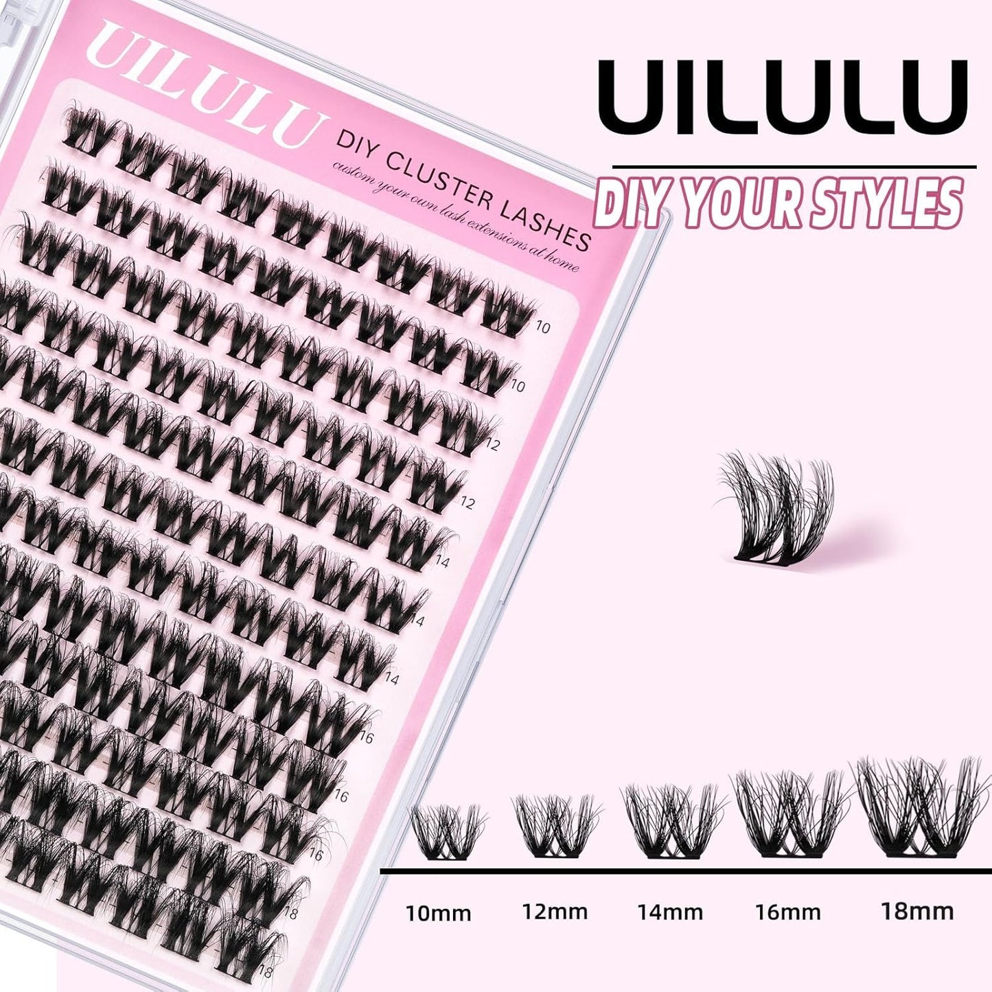 Lash Clusters D Curl Fluffy Clusters Lashes 0.07D 10-18 MIX 108 Eyelashes Individual Lashes DIY Lash Extensions at Home False Lashes Wide Band Natural Eye Lash Clusters