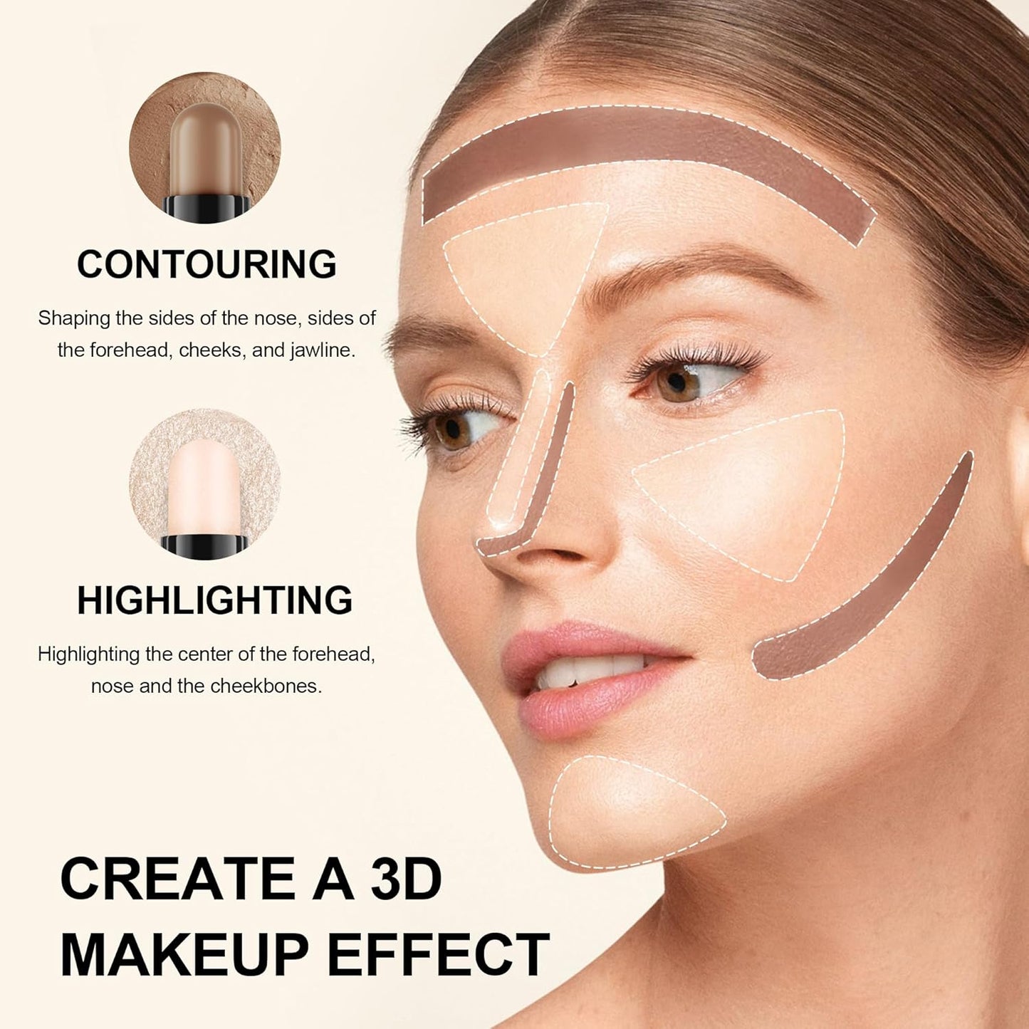 FV Cool Toned Contour Stick, Double-ended Contour and Highlighter Stick, Long Lasting & Lightweight Contour Stick Makeup with Natural Finish, Waterproof and Creamy Texture for Face Shaping, 01
