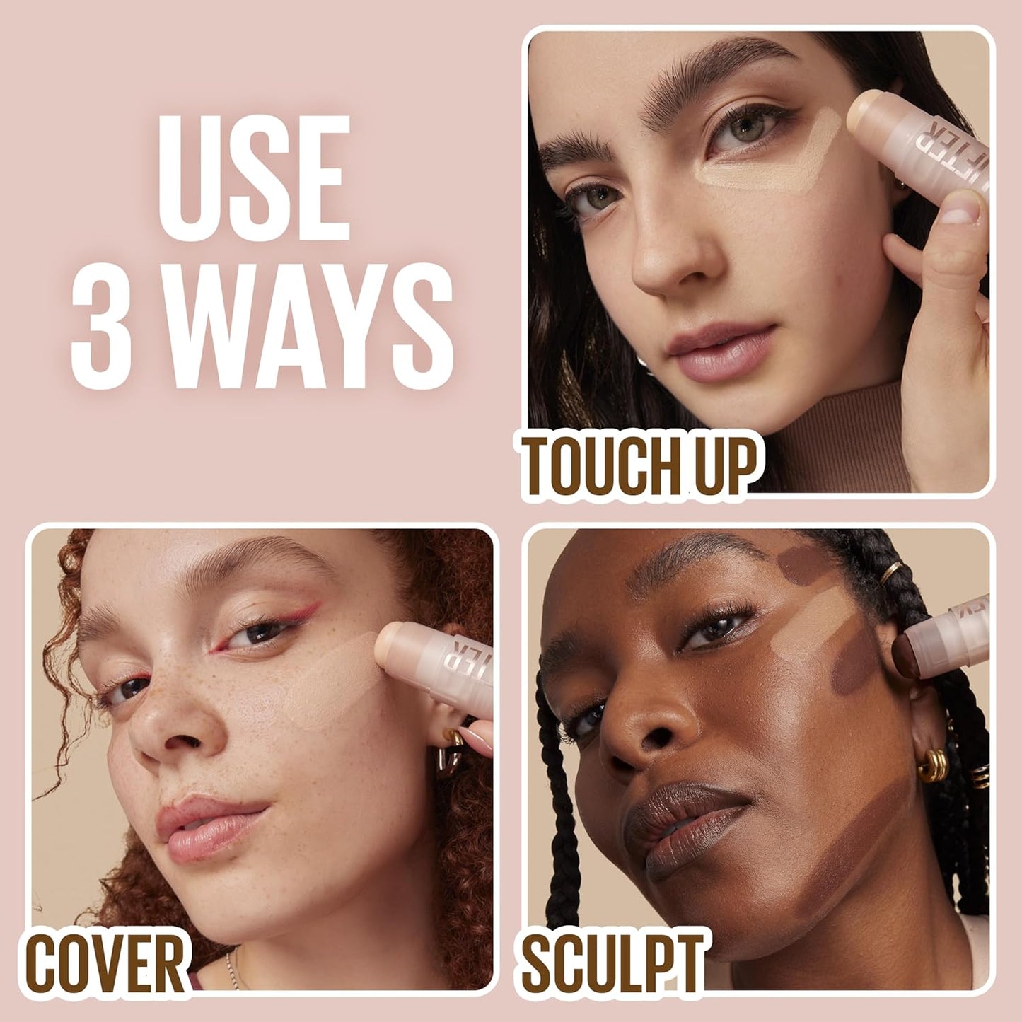 Maybelline Lifter Stix Multi-Use Face Stick - Contour, Bronzer, Concealer and Foundation Stick, All-In-One Creamy Face Makeup with Cranberry Seed Oil, 05, 1 Count
