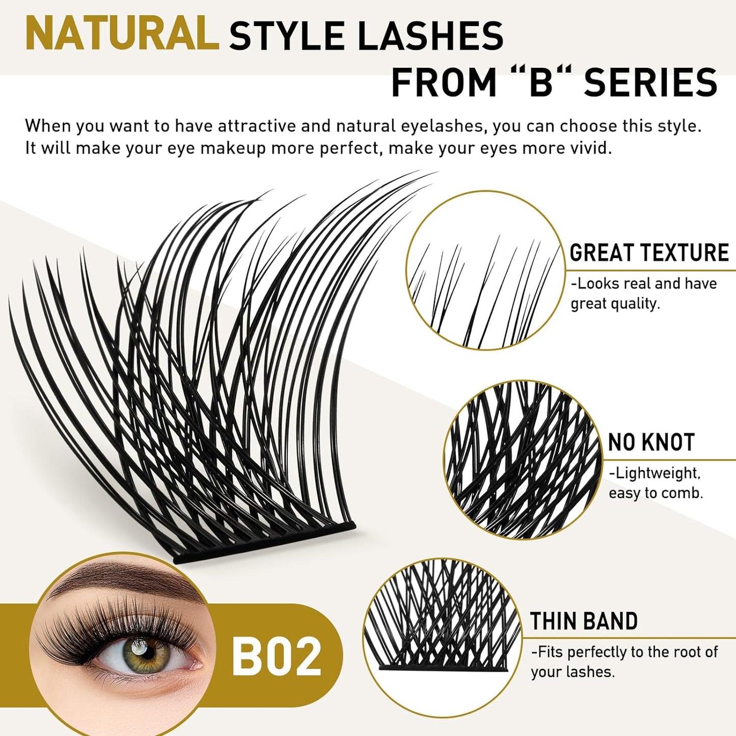 Lash Clusters B02 C Curl 12-18mm DIY Eyelash Extensions 72 Clusters Lashes C Curl B&Qaugen Mega Volume Individual Lashes Eyelash Clusters Extensions Individual Lashes Cluster DIY at Home (NM-C-12-18)