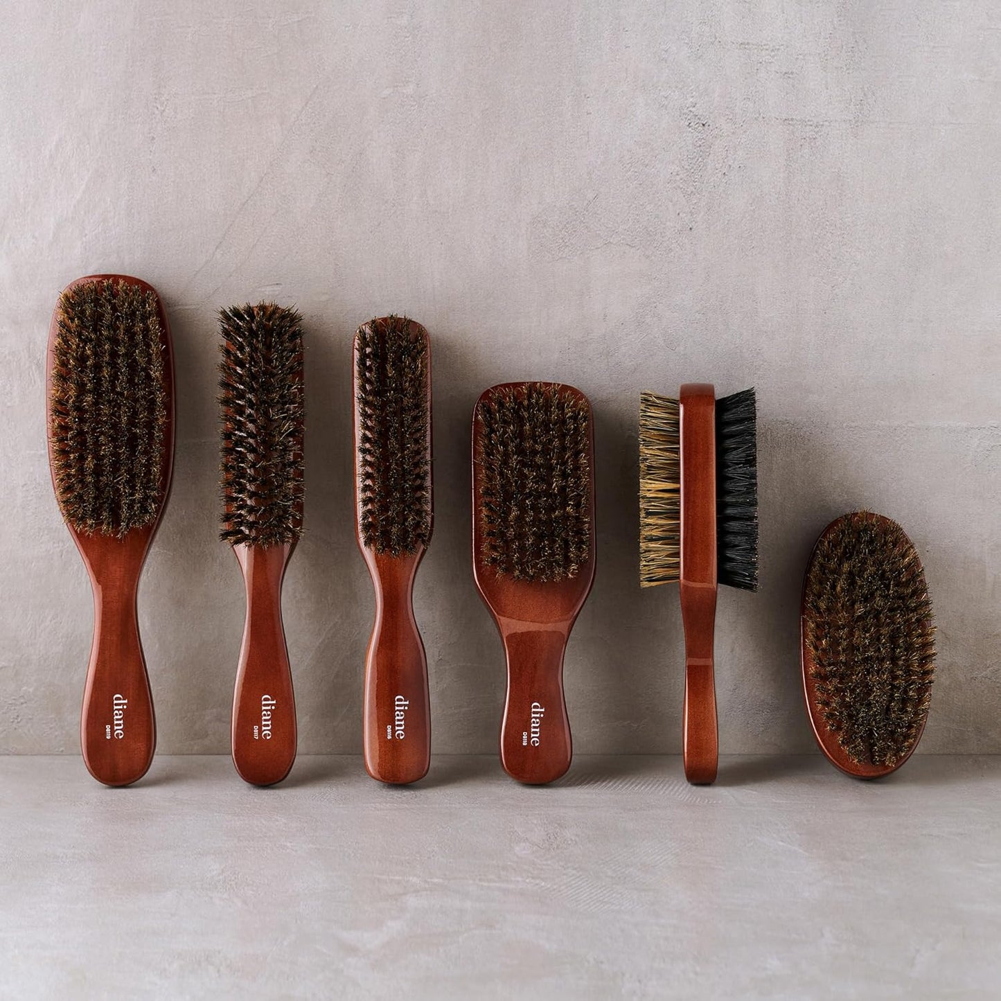 Diane Premium 100% Boar Bristle 7 Row Styling Brush for Men and Barbers, Medium-Firm Bristles for Thick Coarse Hair, Detangling, Smoothing