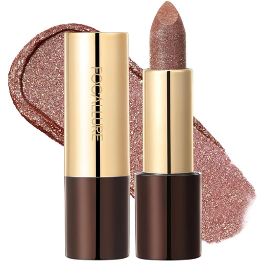 FOCALLURE Glisten Opal Shine Lipstick, High Impact Lip Color, Moisturizing Tinted Lip Balm, Lightweight & Hydrating Formula for Lip Care, BITTER SWEET