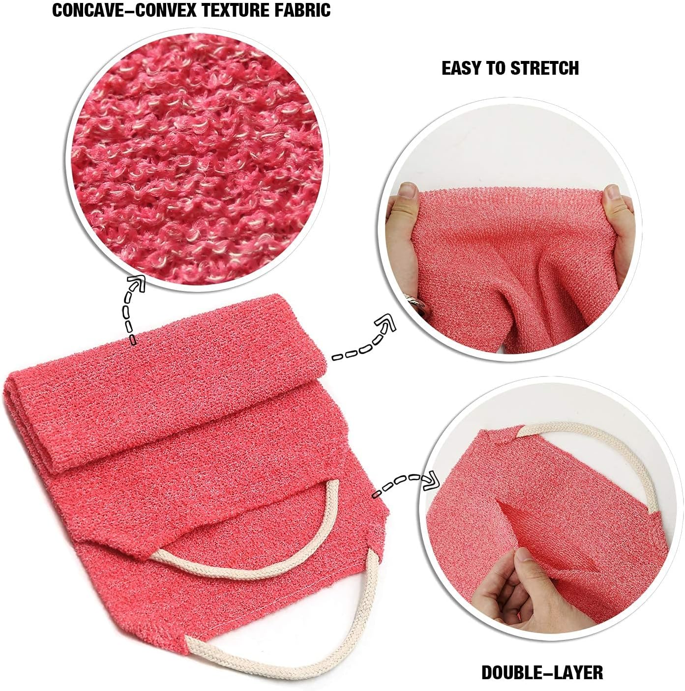 Evridwear Exfoliating Back Scrubber for Shower - Double-Sided Body Scrubber with Handles, Deep Clean, Massage & Exfoliate Back Washer for Men & Women, Invigorates Skin & Circulation