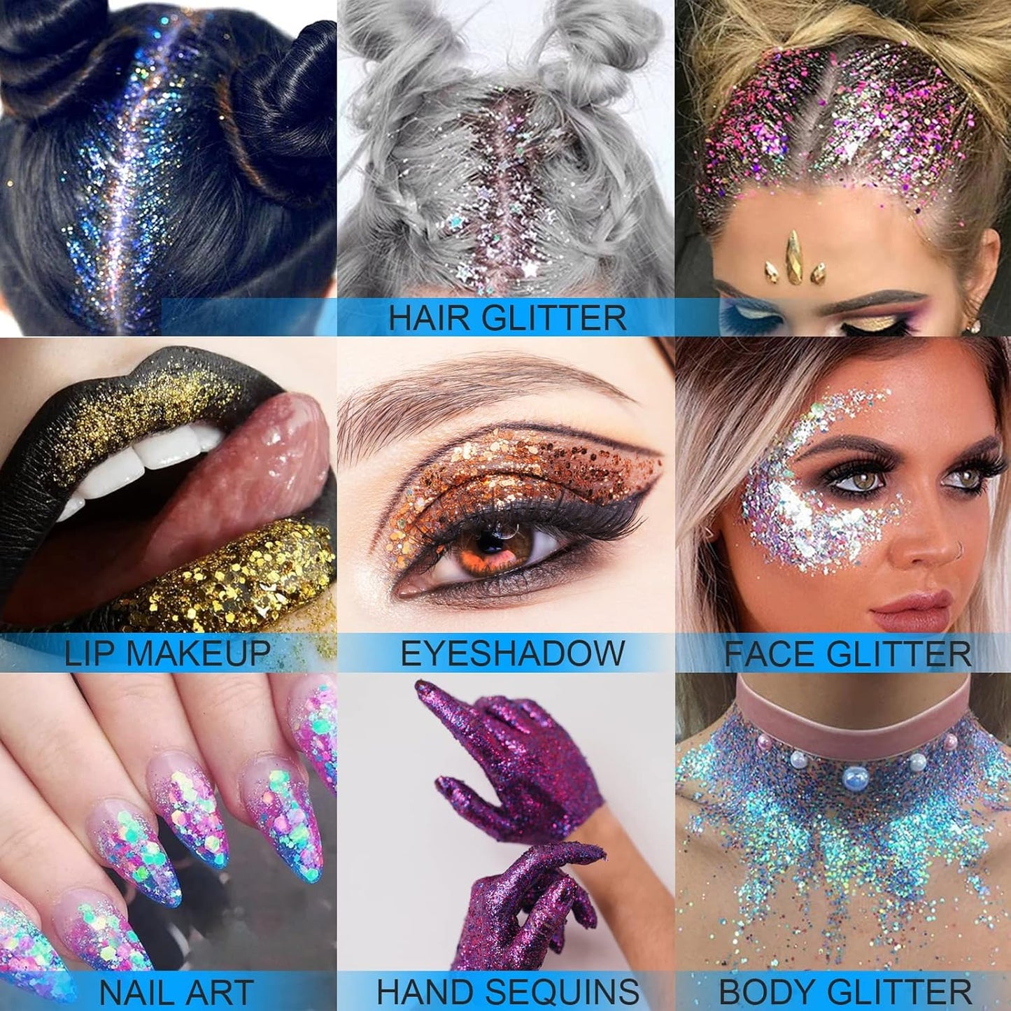 Holographic Face Glitter Gel Body Shimmer Makeup for for Hair, Face, Clavicle, Arm, Nail, Eyeshadow, Long Lasting Waterproof Mermaid Sequins Party Glitter for Rave Festival, 1.35oz (Laser White #9)