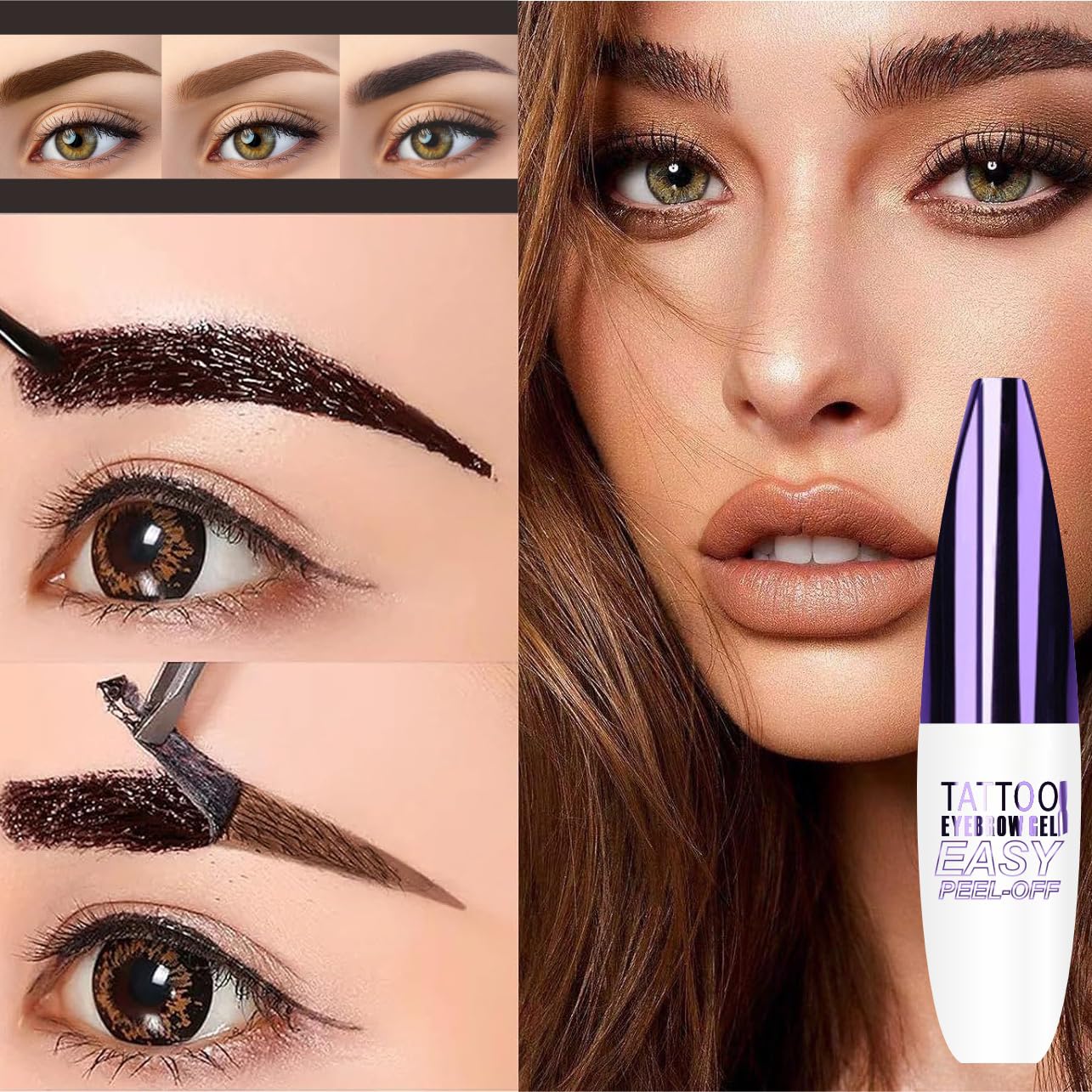 2Pcs Light Brown Peel Off Brow Tint Gel - Waterproof & Sweatproof Tattoo Effect, Transfer-Resistant Multi-Day Wear, All Skin Types Mother’s Day Gift Set