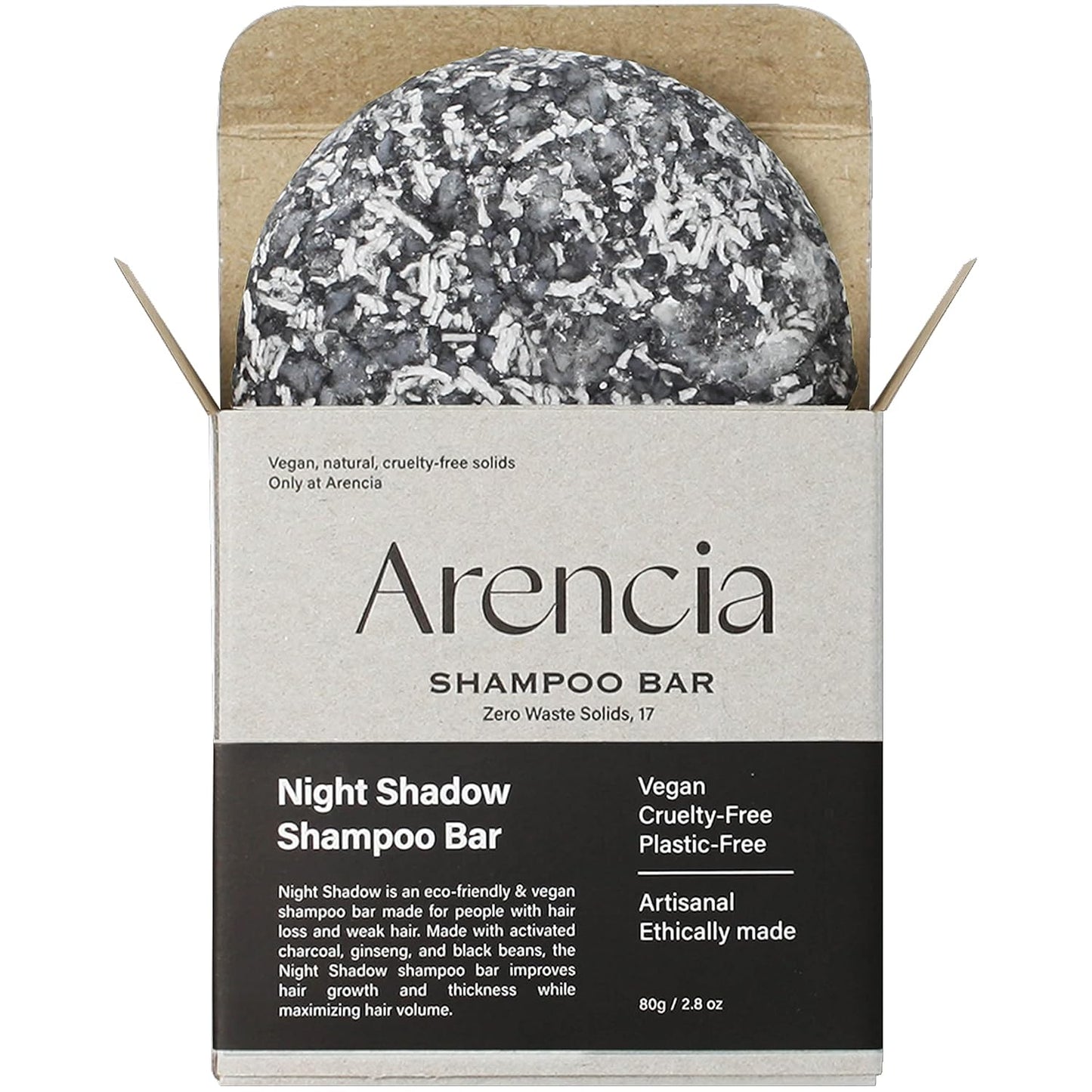 Night Shadow Biotin Shampoo Bar for Regrowth & Hair loss, Darkening, Gray Hair | Strengthening & Volumizing | Normal to Oily Hair | Vegan, Natural, pH balanced, Sulfate free