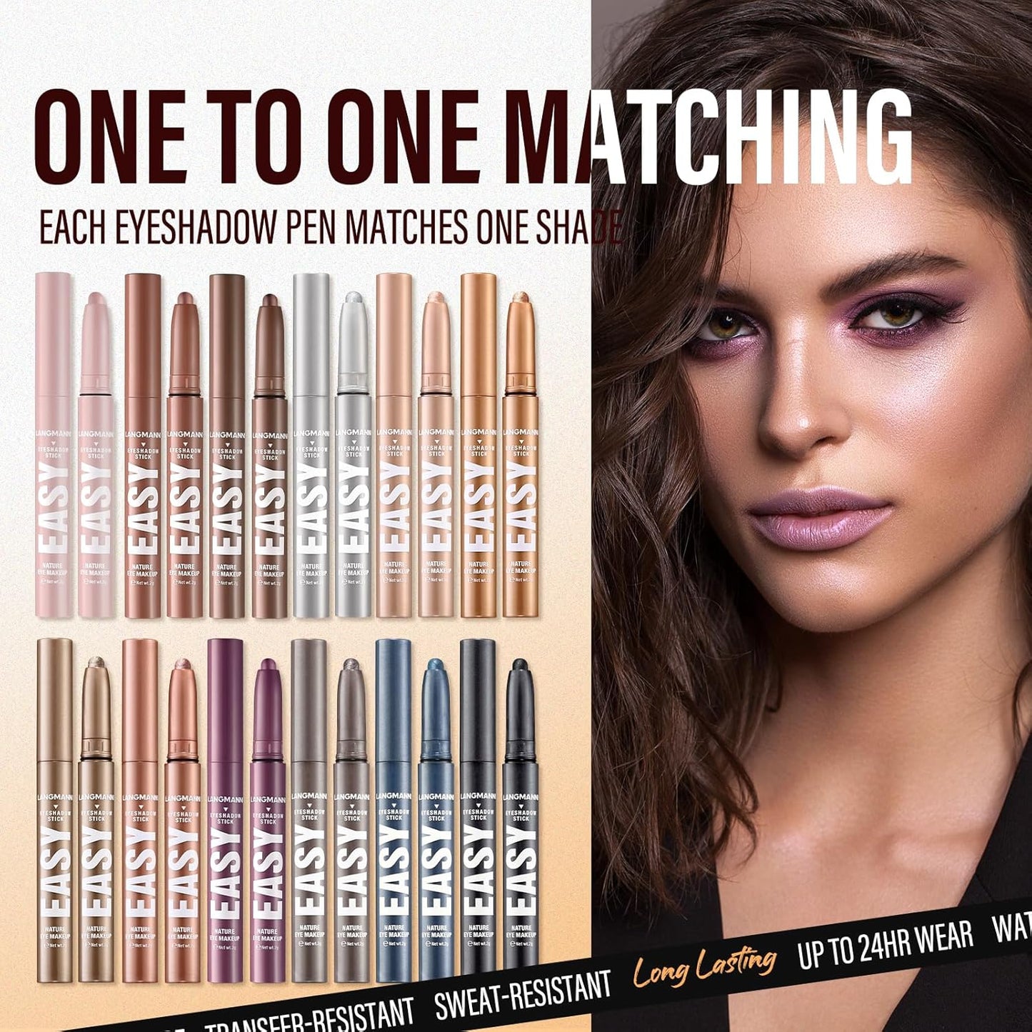 Jolilab Eyeshadow Stick Set, 2 Colors Matte Professional Bright-Colored Contouring and Highlight Eyeshadow Stick, Cream Waterproof Long Lasting High Pigmented Eye Shadow. (2, 08+21 2pcs)