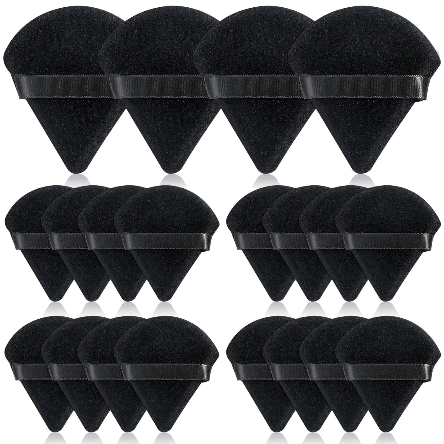 Thrilez 20pcs Triangle Powder Puff, Loose Powder Puffs Makeup Puff for Face Powder, Setting Powder Puff for Make Up, Face Puff Pads for Press Powder, Sponge Powder Applicator for Face and Eye (Black)