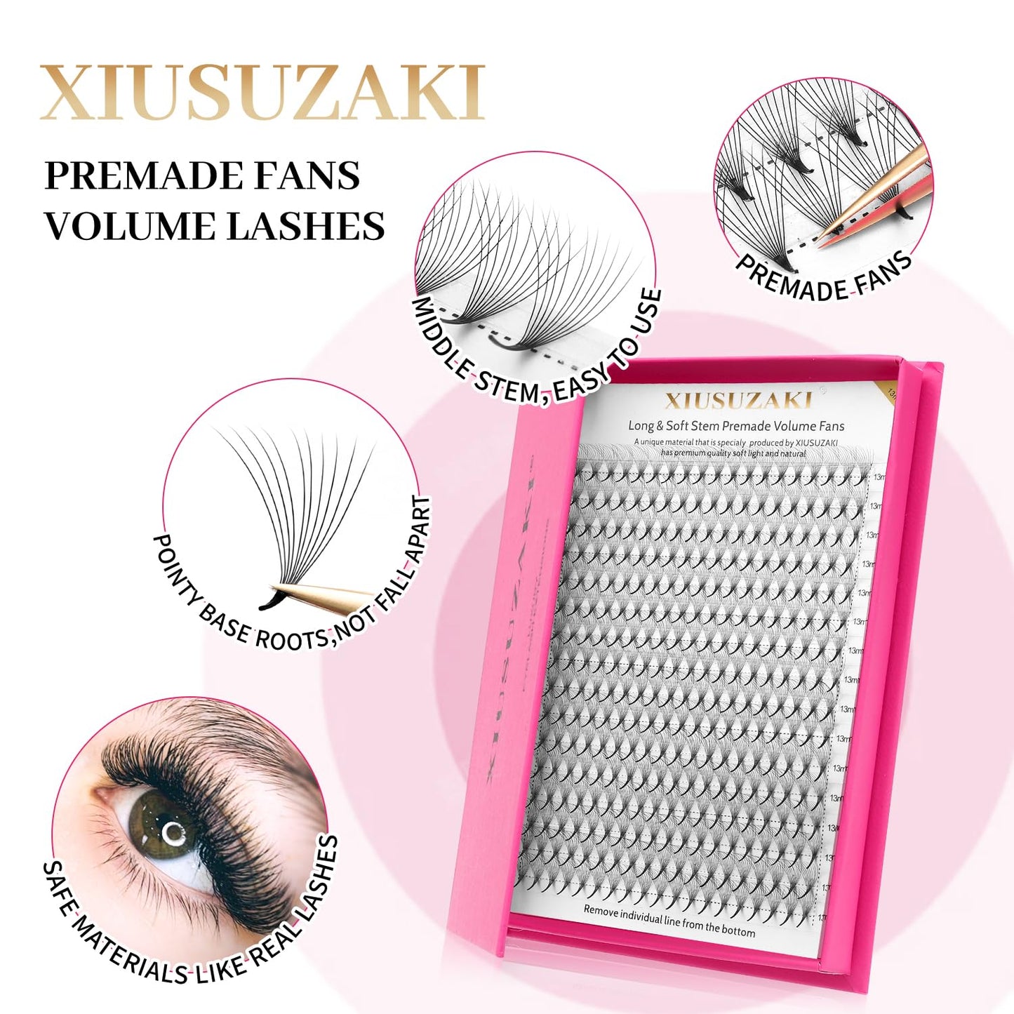 Premade Fans Eyelash Extensions 12D Volume Lash Extensions 0.05 Thickness Eyelash Extension C Curl Premade Lash Fans Mix 9-16mm Fluffy Soft Handmade Lash Fan(12D-0.05-C,9-16mm)