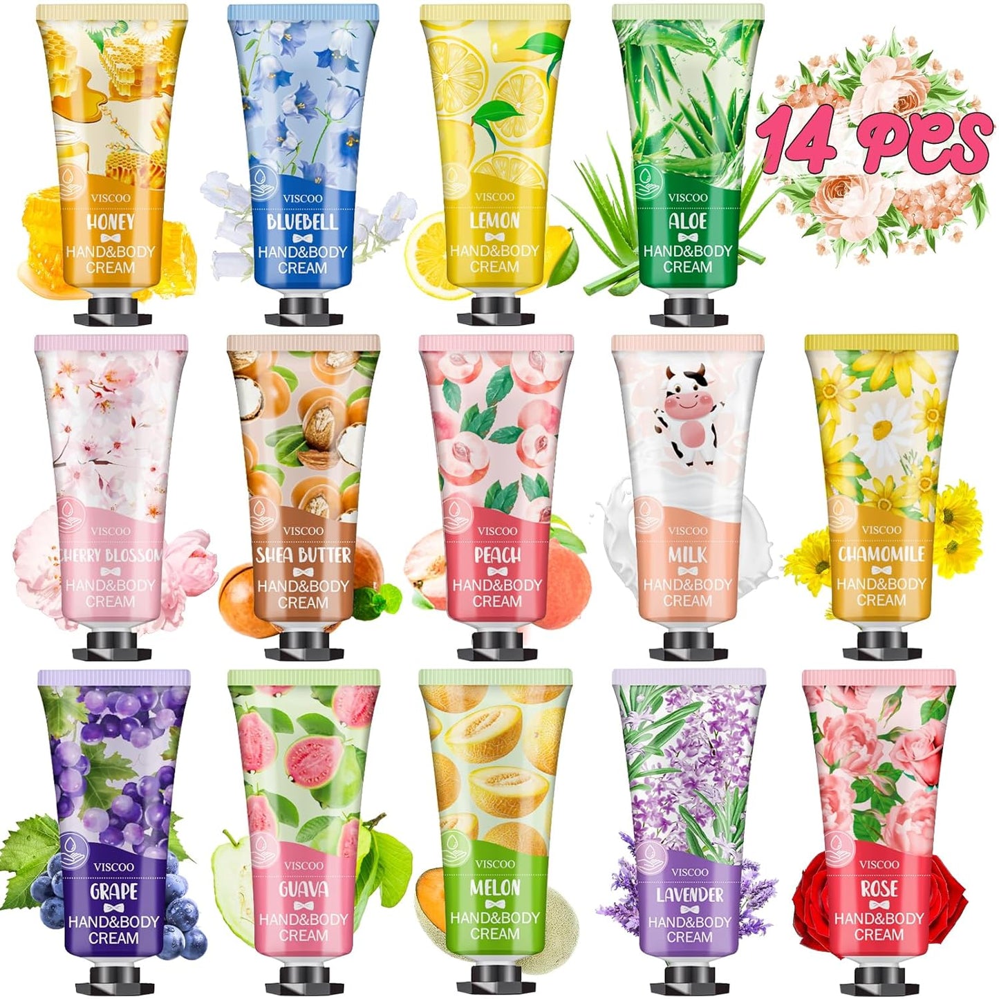 14 Pack Hand Cream Gifts Set for Women, Bulk Hand Lotion for Birthday Gifts for Women, Bridesmaid Gifts, Thank You Gifts, Party Favors, Mini Moisturizing Hand Lotion Travel Size for Dry Cracked Hands