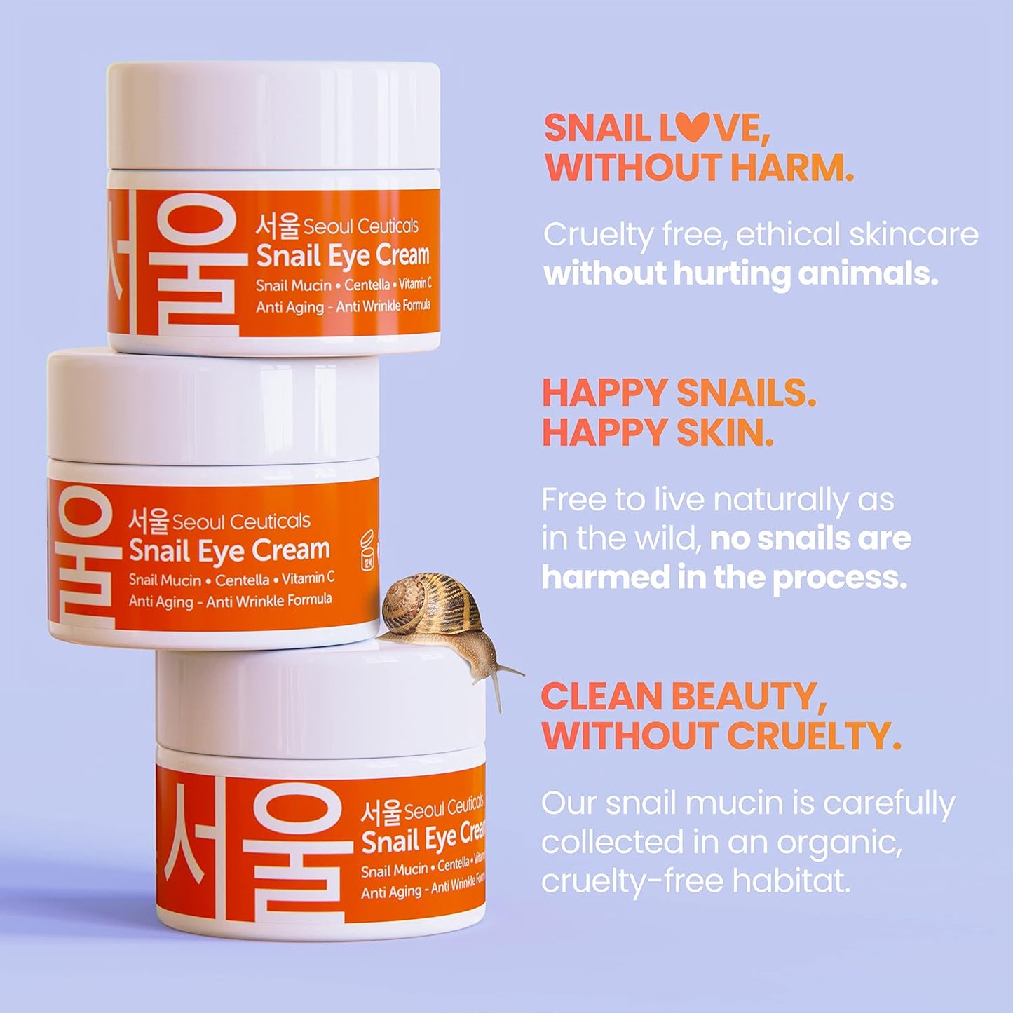 SeoulCeuticals Korean Snail Mucin Eye Cream - 97.5% Snail Filtrate K Beauty Anti Aging Under Eye Anti Wrinkle Eye Treatment Cream 0.5oz