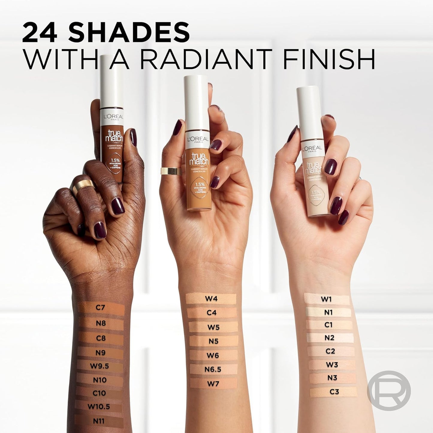 L’Oréal Paris True Match Radiant Serum Concealer, Brightening Under Eye Concealer Make Up with 1.5% Hyaluronic Acid and Caffeine, N11, 0.33 Oz