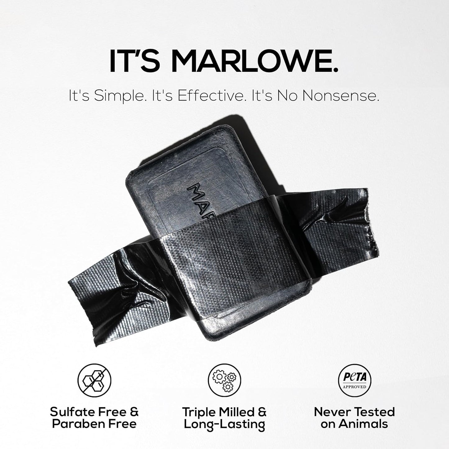MARLOWE. No. 106 Charcoal Soap 7 oz (12 Bars) Body Bar Soap for Men, Cleansing, Purifying & Hydrating with Natural Extracts, Shea Butter, Olive Oil & Green Tea Extracts, Fresh Woodsy Scent
