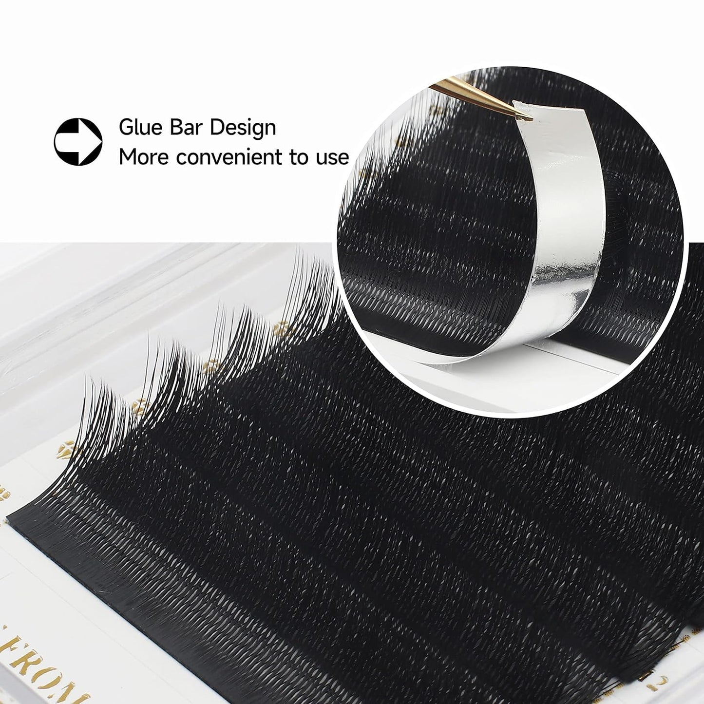 Lash Extensions Three Core Tips 3D Eyelash Extensions W Shape 0.07mm Thickness D Curl Mix 8-15mm Premade Fans Easy Fan Volume Lashes Matte Black Crisscross(W-3D-Three Core-0.07-D,8-15mm Mix)