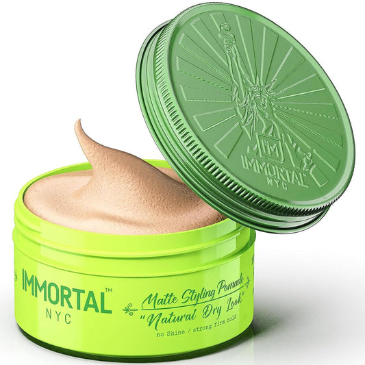 Immortal NYC Natural Dry Look Hair Wax - 8 out of 9 Holding Ability, Matte Finish - All Natural Water-Based Hair Wax for Men - No Residue, All Hair Types