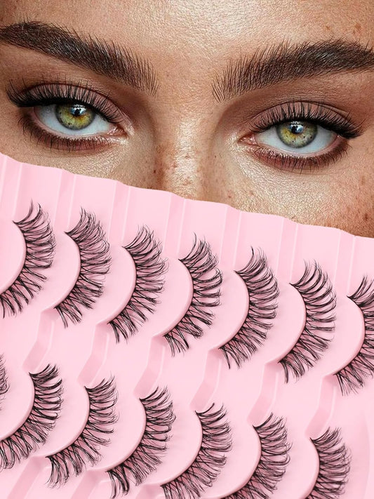 Wispy Cat Eye Lashes Natural Look Short Eyelashes C Curl Eye Lash Pack Siligli