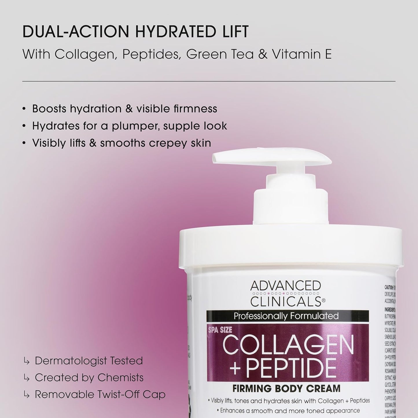 Advanced Clinicals Collagen Peptides Firming Body Lotion Face Cream + Collagen Body Oil Moisturizer 2PC Skin Care Set For Women & Men | Skin Tightening Dry Skin Moisturizing Cream & Massage Oil, 2PC