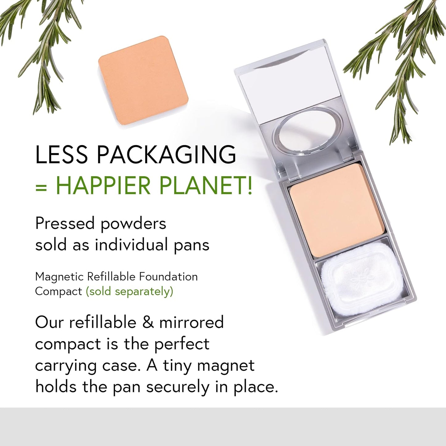 Honeybee Gardens Pressed Mineral Powder Foundation Refill, Luminous, Lightly Warm Neutral Shade, Adjustable Coverage, Natural Finish, With Botanical Extracts And Vitamin E, 7.5g