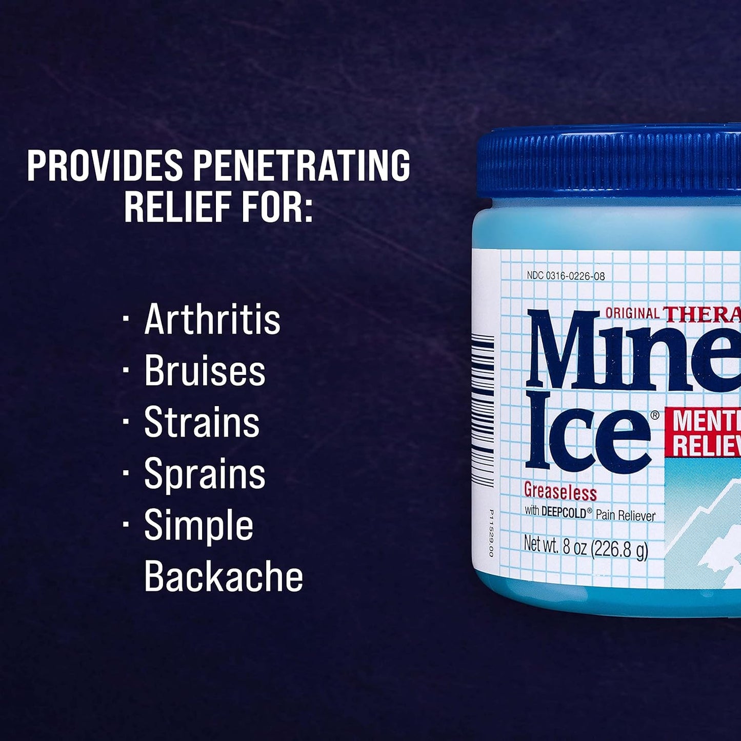 Mineral Ice Therapeutic Pain Relieving Gel, 8 Ounce