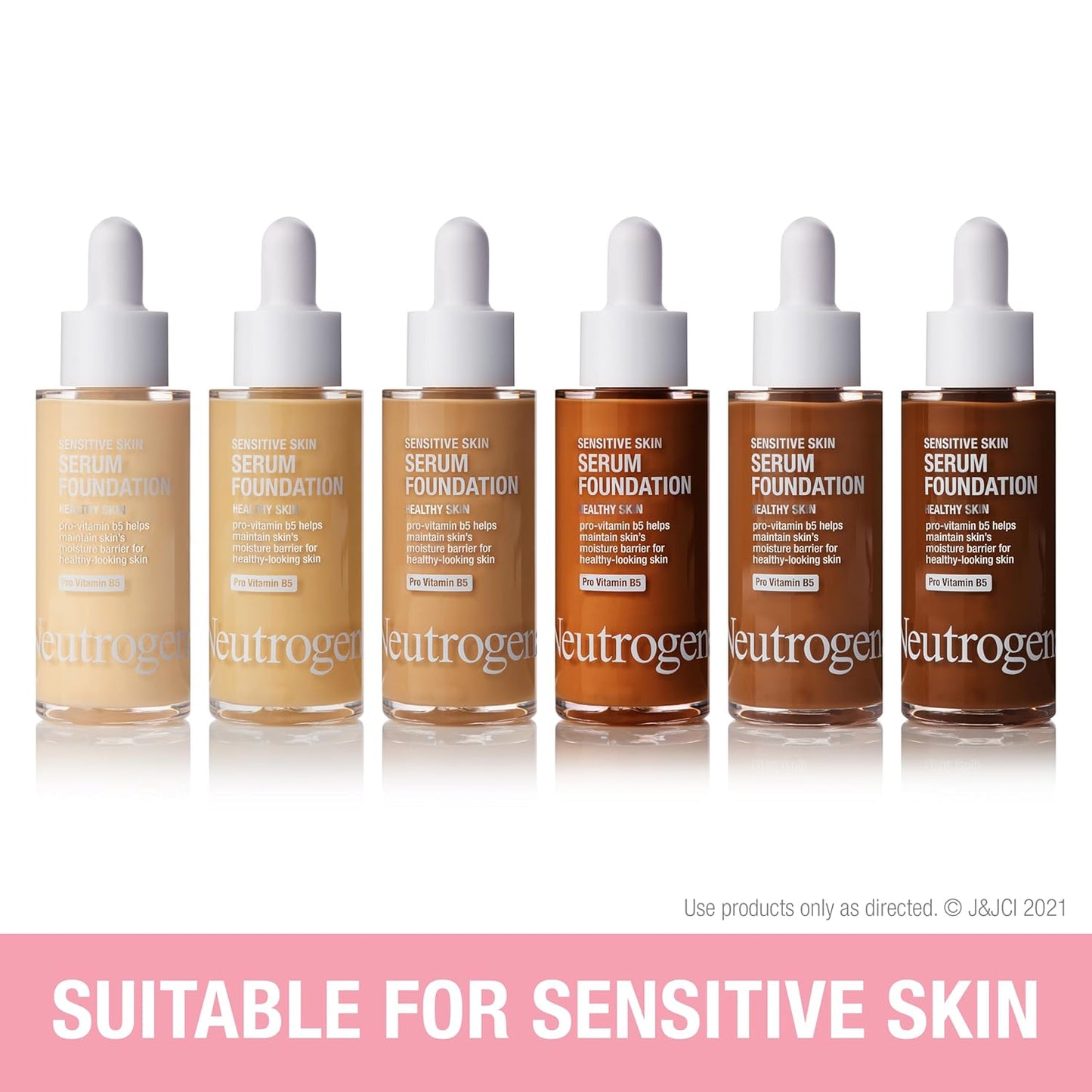 Neutrogena Healthy Skin Sensitive Skin Serum Foundation with Pro-Vitamin B5, Color Correcting & Pore Minimizing Liquid Foundation & Face Serum, Buildable Coverage, Deep 01, 1 oz