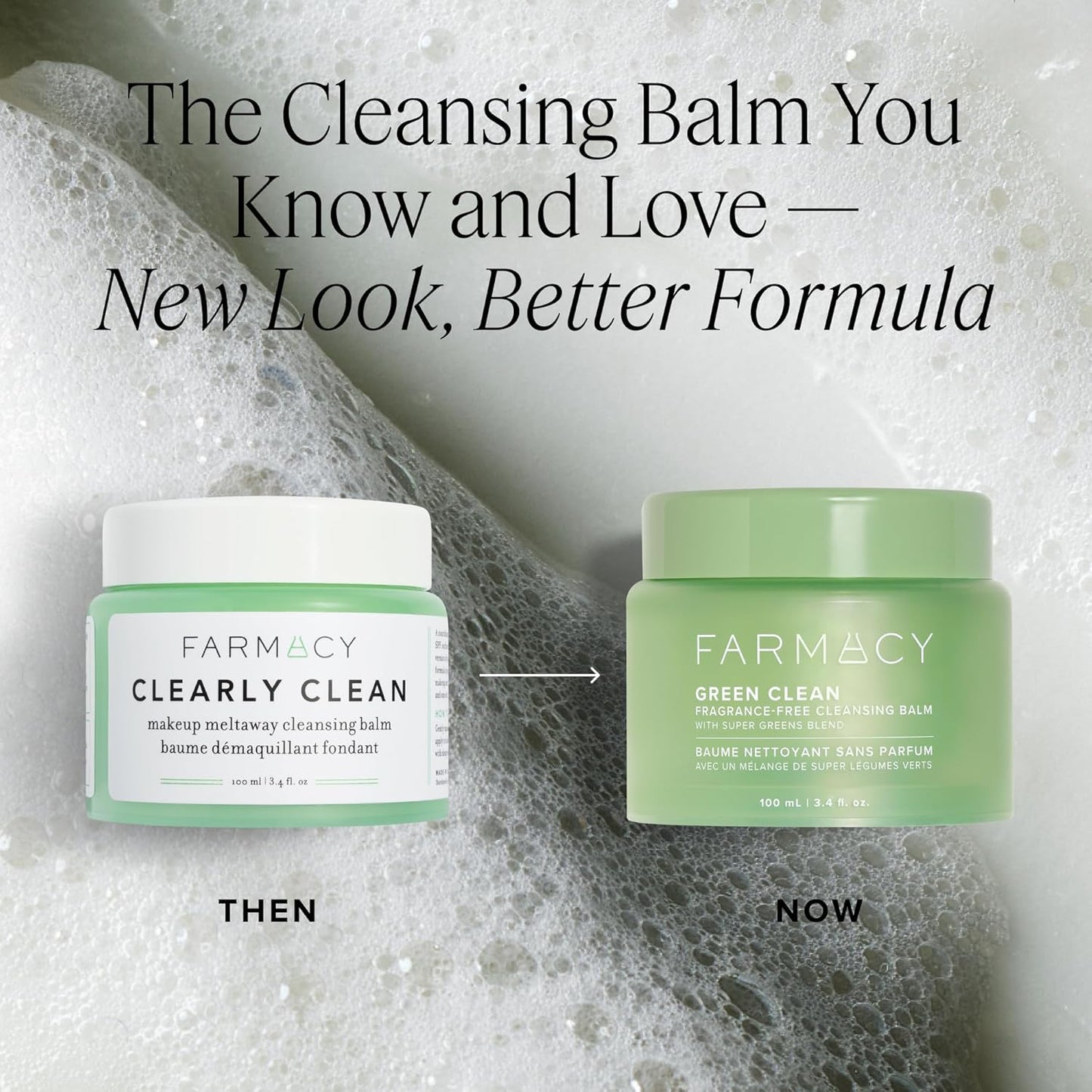 Farmacy Makeup Remover Cleansing Balm - Green Clean Waterproof Makeup Remover + Oil Based Cleanser - Newly Formulated Double Cleanser with Plant Based Waxes + Upcycled Moringa - Fragrance Free (100ml)