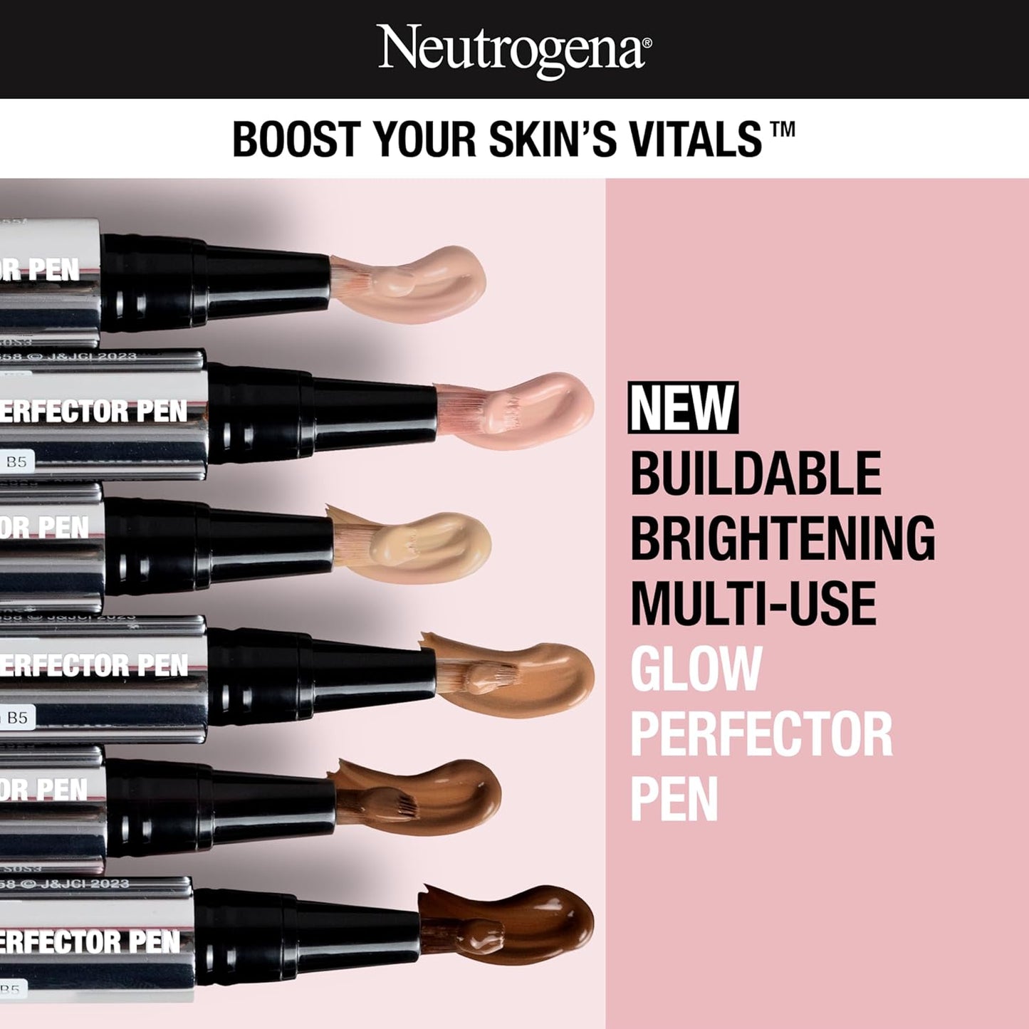 Neutrogena Healthy Skin Glow Perfector Pen, Lightweight Brightening Concealer Pen with Pro-Vitamin B5 & Vitamin E to Brighten Darkness & Dullness for a Natural, Radiant Highlight, Deep, 1 oz