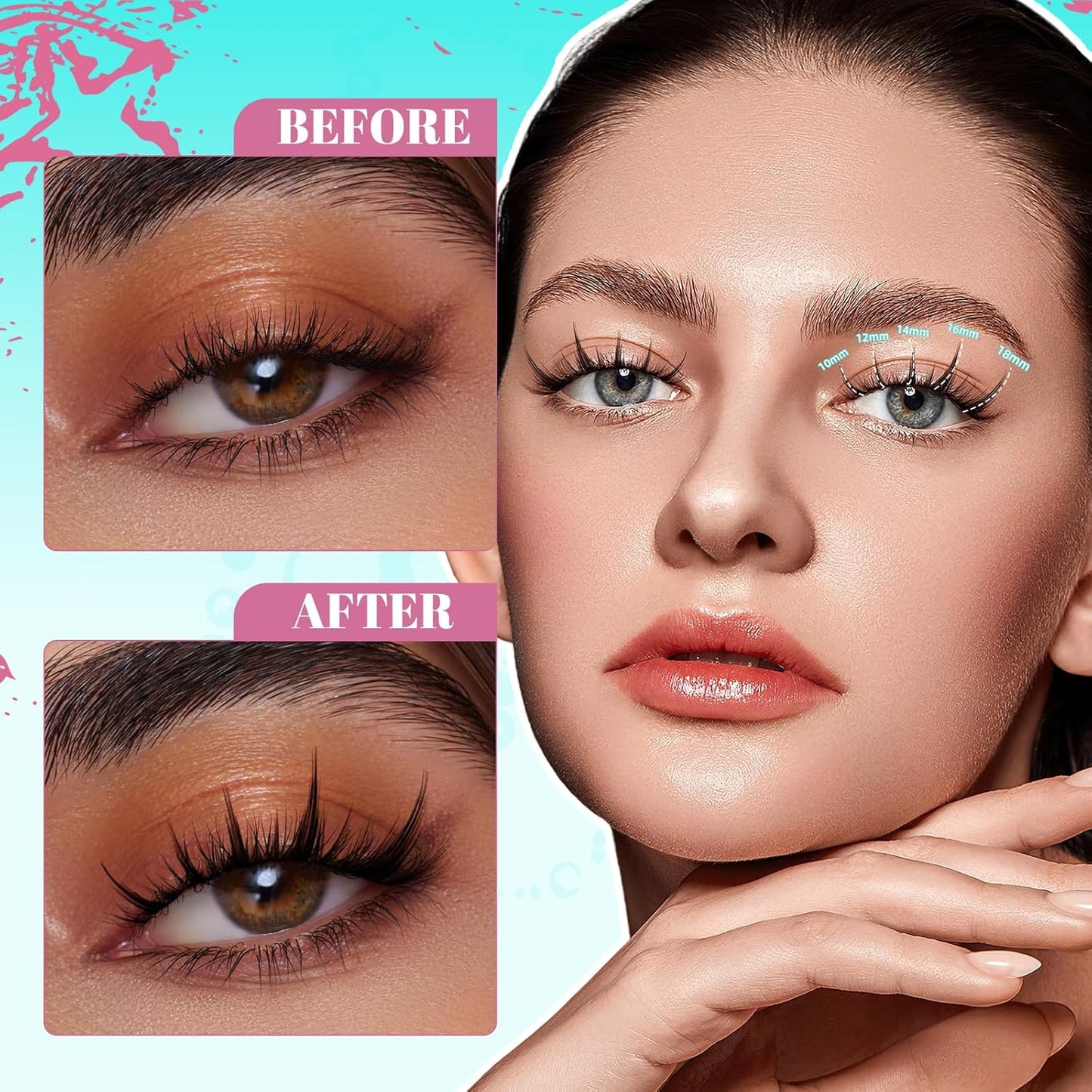 Lash Clusters Kit 160PCS Fairy Eyelash Clusters Kit with Lash White Bond and Seal,Eyelash Glue Remover and Applicator, Manga Eyelashes Wide Stem Cluster Eyelashes Extensions Kit(Lily,C-Mix10-18mm)