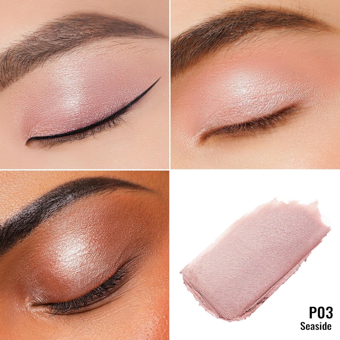 Oulac Cream Eyeshadow also for Highlighter Large Capacity Highly Pigmented Eye Shadow Waterproof &Long Lasting with Moisturizing Formula, Shimmer Glitter Eye Makeup. 6g.P06+P03