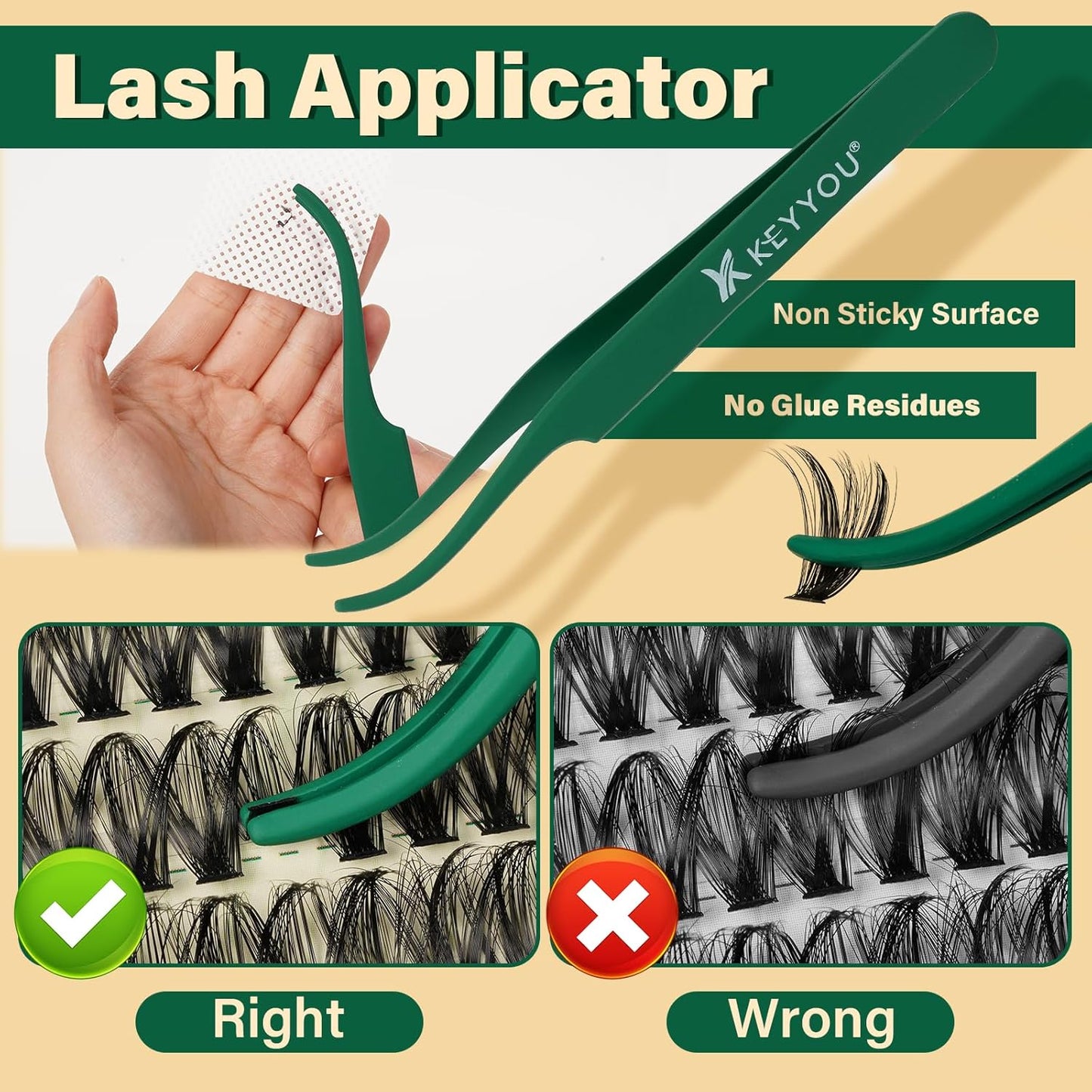 KEYYOU DIY Lash Extension Kit 280pcs Soft Lash Clusters 60D+80D D Curl Easy to Apply with Lash Bond and Seal Lash Applicator Lash Remover Eyelash Extension Kit at Home(RMkit-60D80D-D-10-18mix)