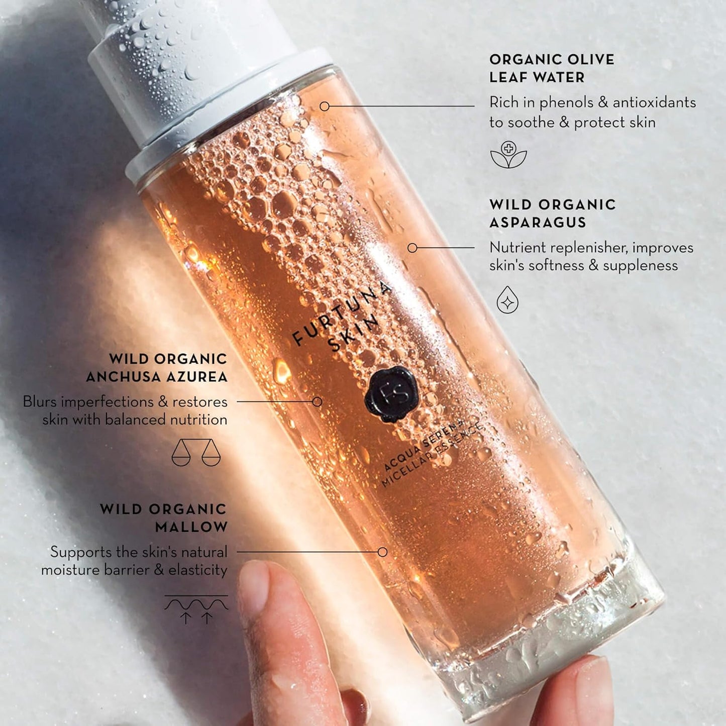 Furtuna Skin Micellar Cleansing Essence Water - Dual-Use Cleanser & Toner, Nutrient-Rich, pH Balanced, Organic Botanicals, Dermatologist Approved