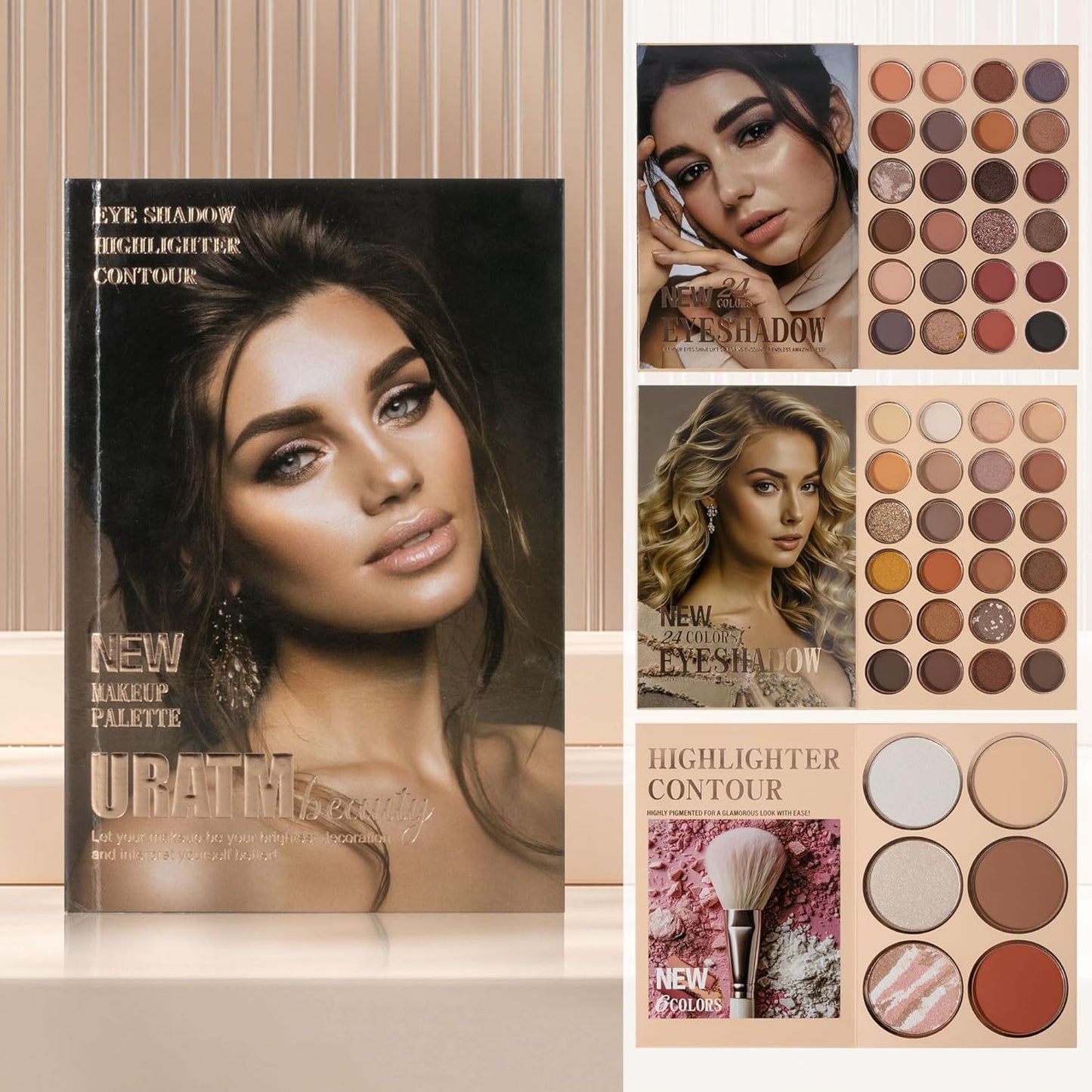 4-Layer Multi - Functional Beauty Book Kit- Style Makeup Palette Ingeniously Combines Eyeshadows, Blushes, Highlighters, Contour Powders In One,Best Choice for A Gift for Women (U150B)