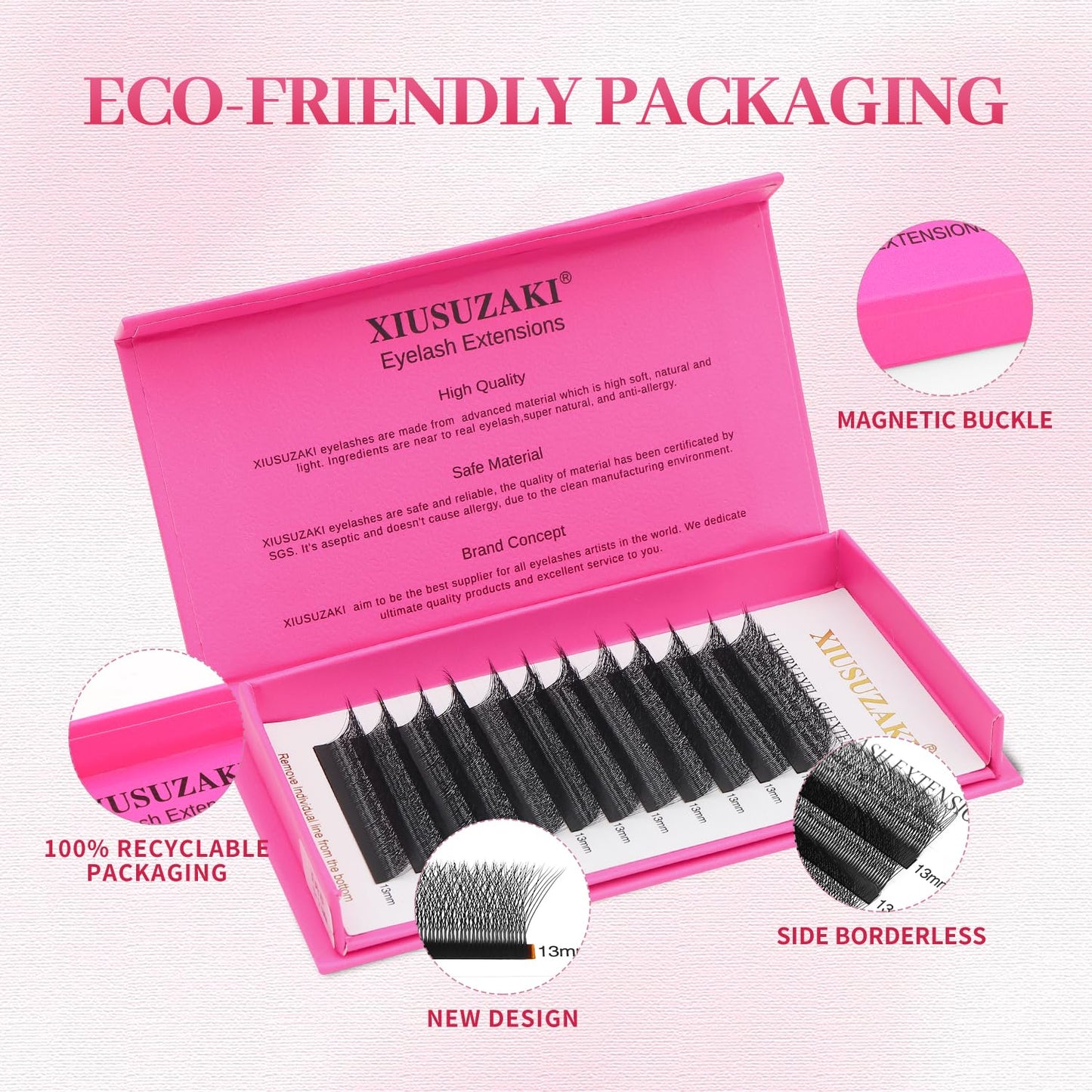 W Lash Extensions Supplies 5D Eyelash Extensions W Shape 0.07mm Thickness D Curl 13mm Premade Fans Easy Fan Lashes Volume Matte Black 12 Rows Crisscross Eye Lashes(W-5D-0.07-D,13mm)