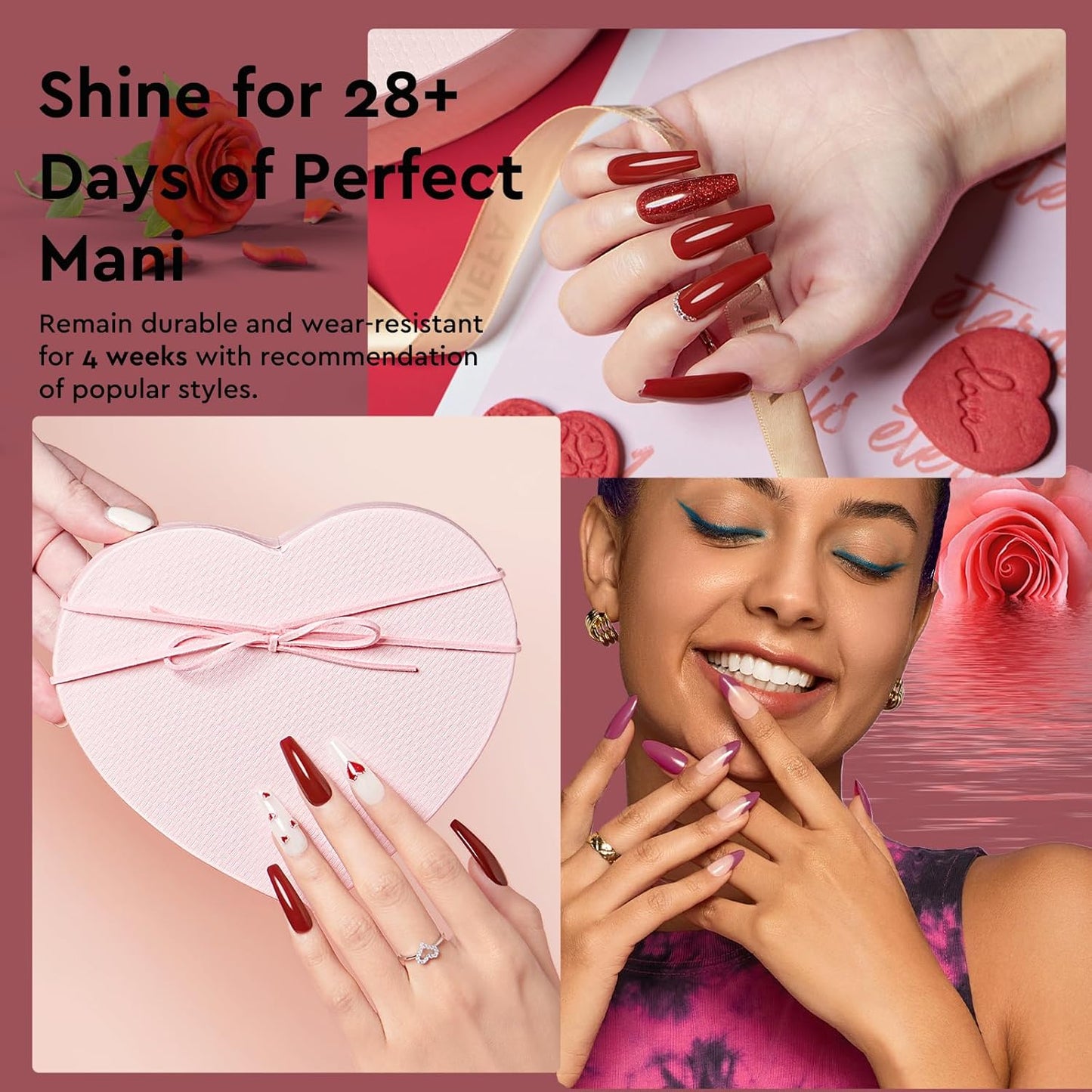 MEFA Gel Nail Polish Kit 23 Pcs, 20 Summer Gel Polish Colors Pink Red Glitter Blue Gel Nail Set Modern Collection Starters Nails Art Manicure DIY Home Gifts