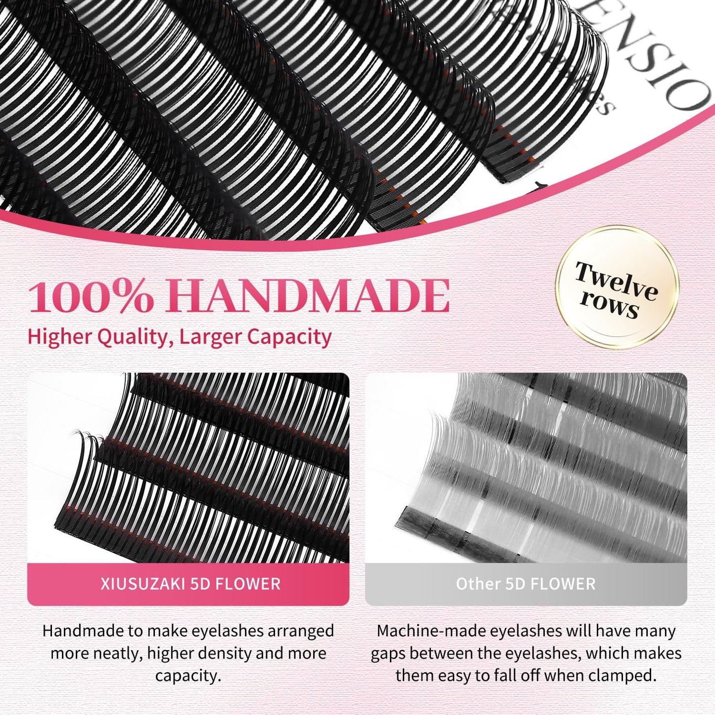 5D Flower Lash Extensions Spikes Lashes 0.07 Matte Black D Curl Lashes 11mm Volume Eyelash Extension Lash Trays Professional Use(5D Flower,0.07-D,11mm)