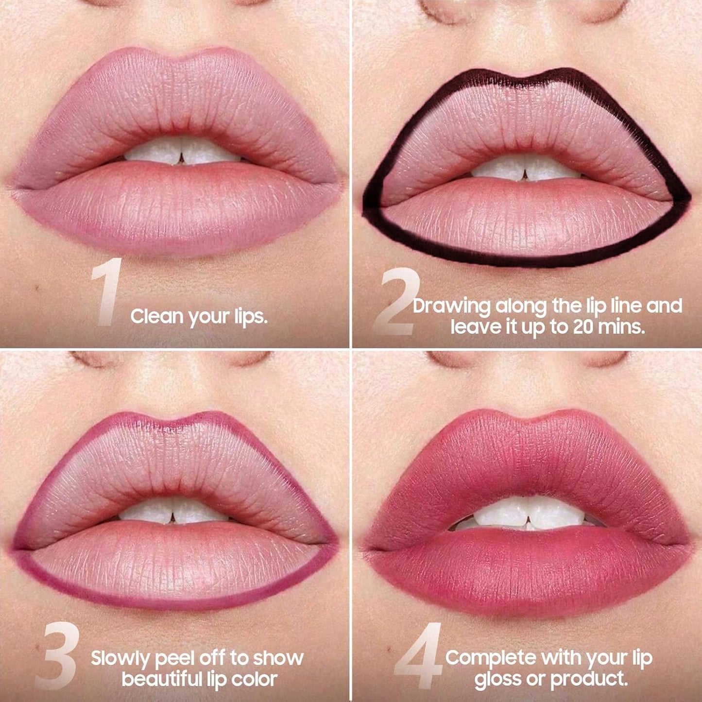 Lip Stain Peel Off Lip Liner - Long Lasting Comfortable Vivid Color Peel Lip Stain Smudge Proof Finish, Create A Charming Vibrant Lip Color Makeup For All Skin Types with All-Day (#04 Coral)