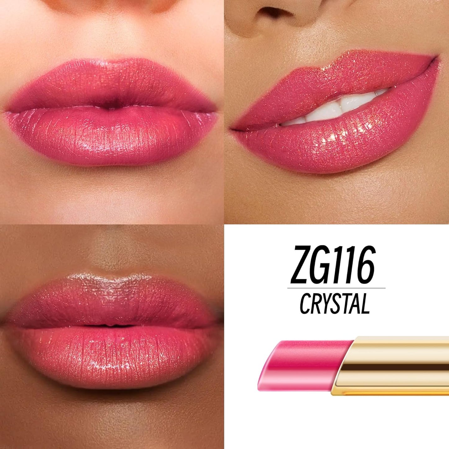 Red Pink Lipstick Moisturizing for Women Shimmer Tinted Lip Balm Hydrating Nourishing Rasberry Lip Gloss Vegan& Cruelty Free Lip Makeup, ZG116 Crystal