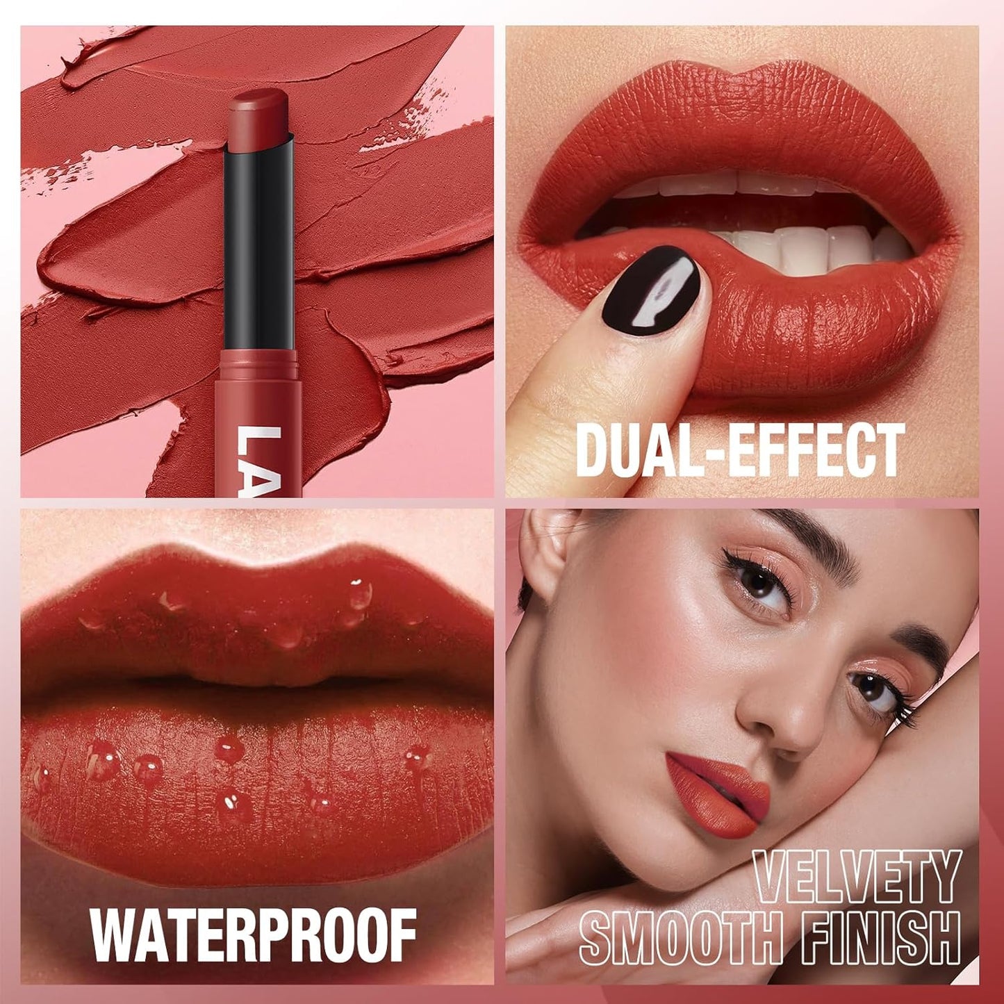 Jolilab 6Pcs Velvet Matte Lipstick Nude Matte Soft Dark Color Stick High Pigmented Long-Lasting Waterproof Lip Stick Lip Balm Beauty Cosmetics Gift for Girls and Women(01#-06#)