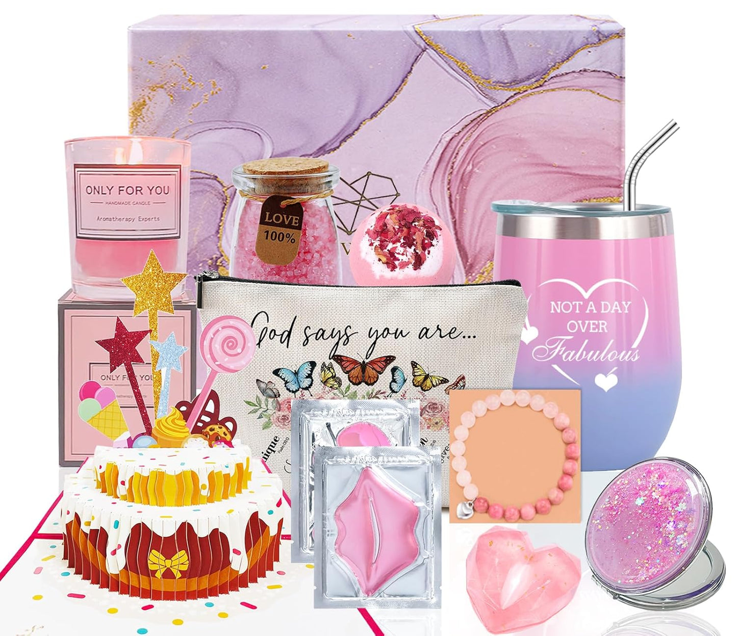 Birthday Gifts for Women, Get Well Soon Gifts, Bath Relaxing Spa Gifts Basket Set for Her, Mom, Female Friends, Sister, Wife, Daughter, Unique Birthday Gift Set Idea with Beautiful Gift Box
