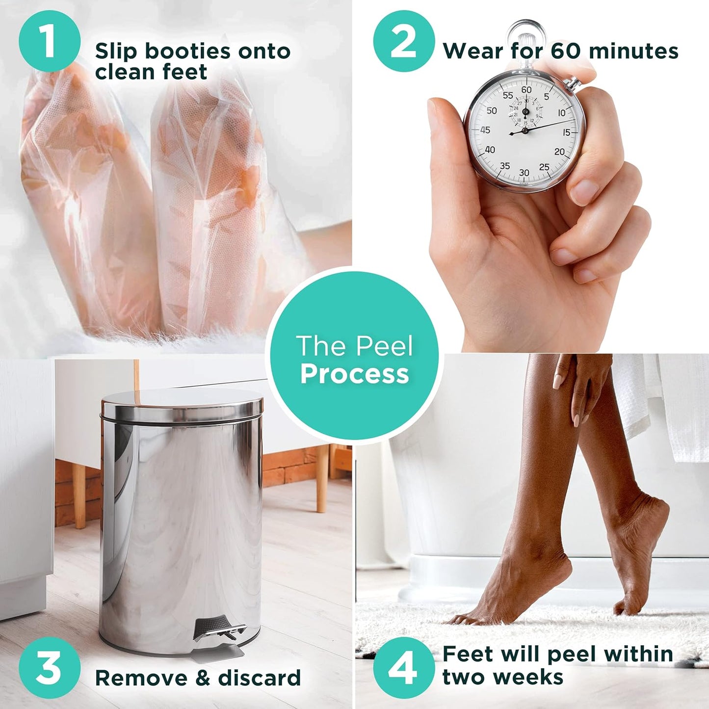 DERMORA Foot Peel Mask | Skin Exfoliating Foot Masks | Dry, Cracked Feet, Callus, Dead Skin Remover | Baby Soft Feet | Peach Scent | Pack of 2 | Regular