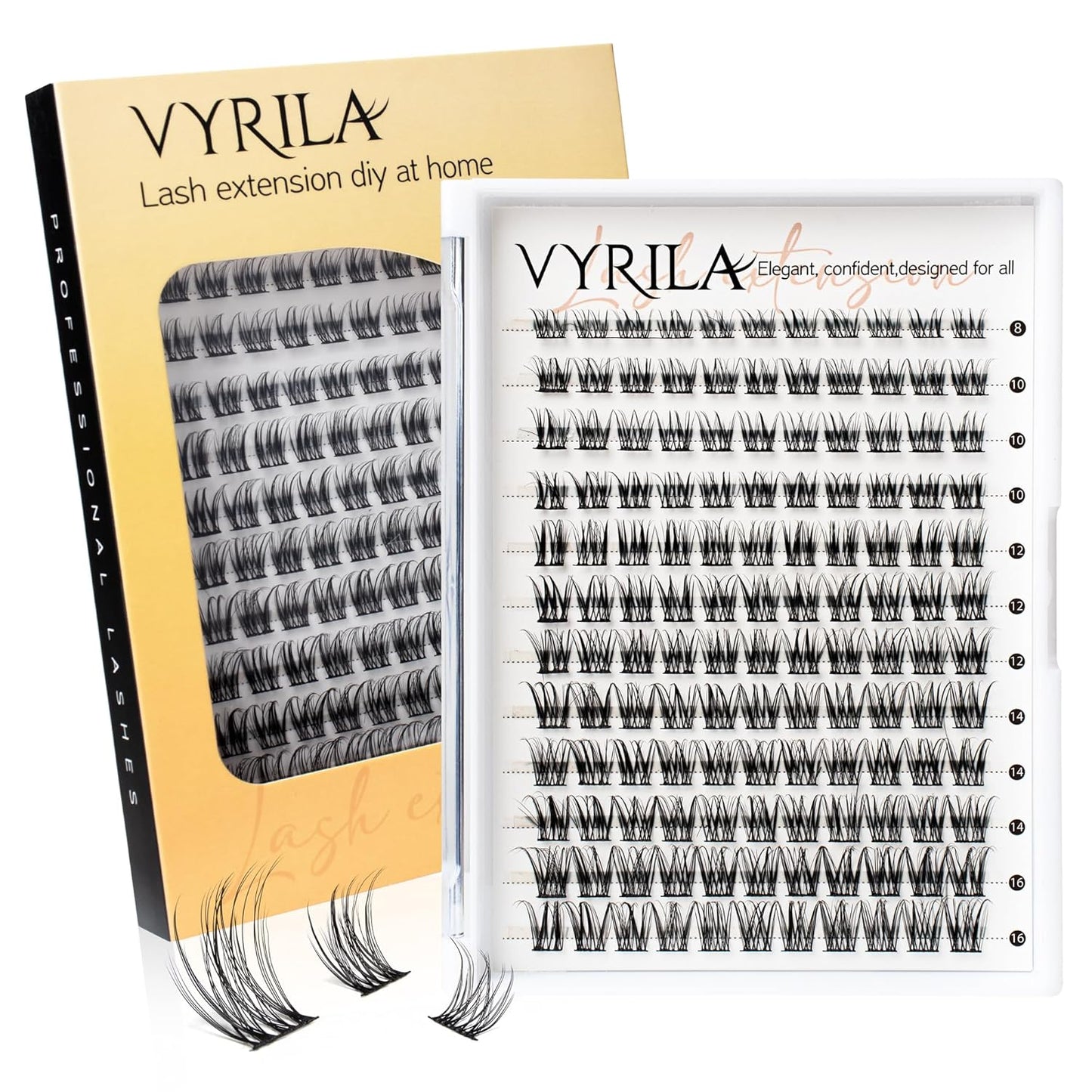 Lash Clusters 8-16mm, False Eyelashes 132pcs, Cluster Eyelash Extensions Matte Black Soft, Diy Lash Extensions D Curl Natural Lash Clusters Faux Mink Lashes Wispy（Pure,132pcs,0.07,D,8-16MIX)