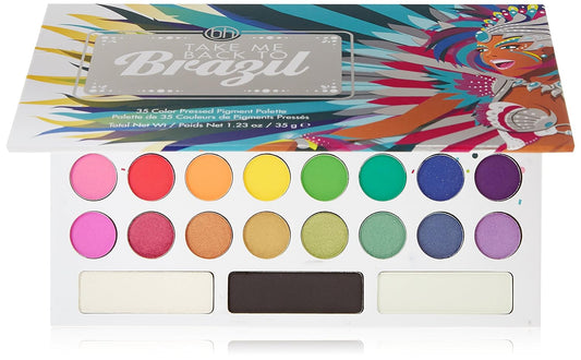 bh Cosmetics, 35 Color Eyeshadow Palette, Take Me Back To Brazil, Pressed Pigment, 8.3 oz