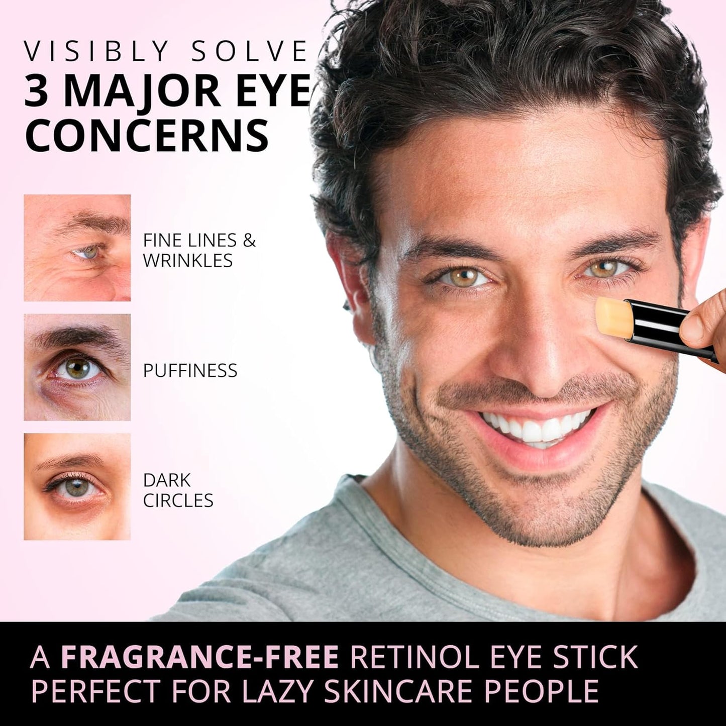 Retinol Eye Stick, Retinol Eye Cream for Dark Circles and Puffiness, Caffeine Eye Cream, Visible Results in 3-4 Weeks, Under Eye Cream Anti Aging
