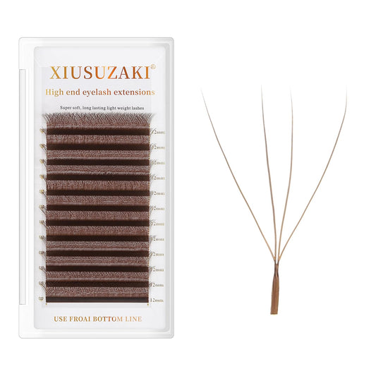 Lash Extensions Brown 4D W Eyelash Extensions W Shape 0.07mm Thickness C Curl 15mm Premade Fans Lashes Colored Lash Extension Volume Lashes Individual Lashes(W-Brown-4D-0.07-C,15mm)