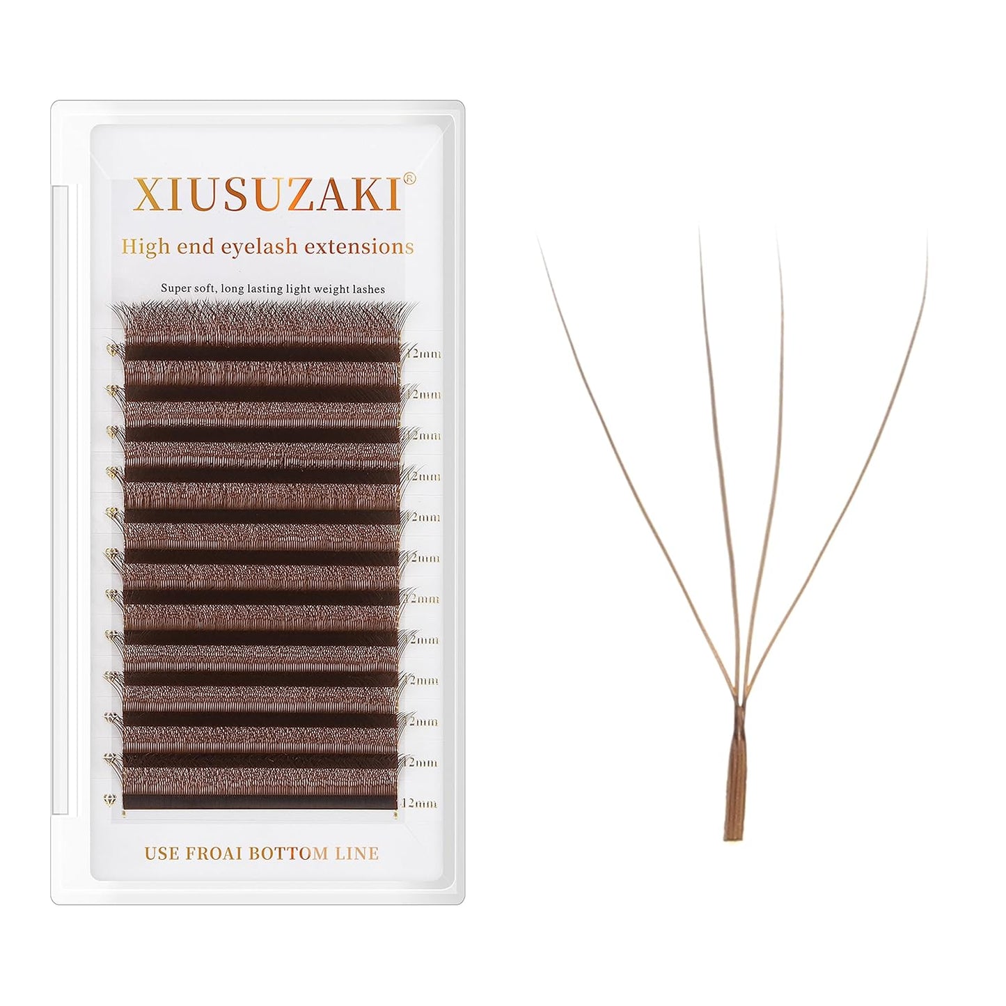 Lash Extensions Brown 4D W Eyelash Extensions W Shape 0.07mm Thickness D Curl 14mm Premade Fans Lashes Colored Lash Extension Volume Lashes Individual Lashes(W-Brown-4D-0.07-D,14mm)
