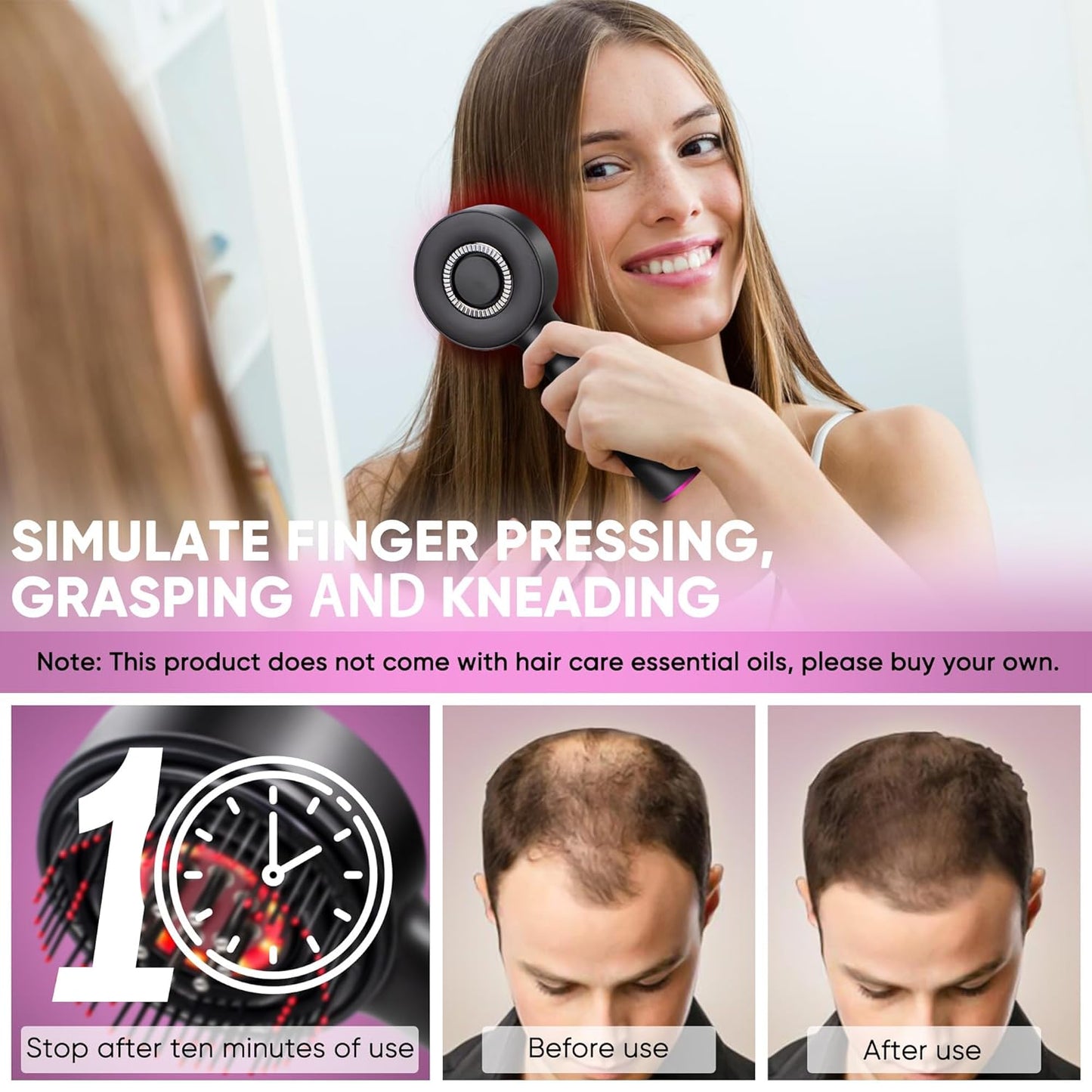 3 in 1 Scalp Massager Hair Growth Hair Oil Applicator,Electric Scalp Brush for Home,IPX7 Waterproof Electric Head Massager