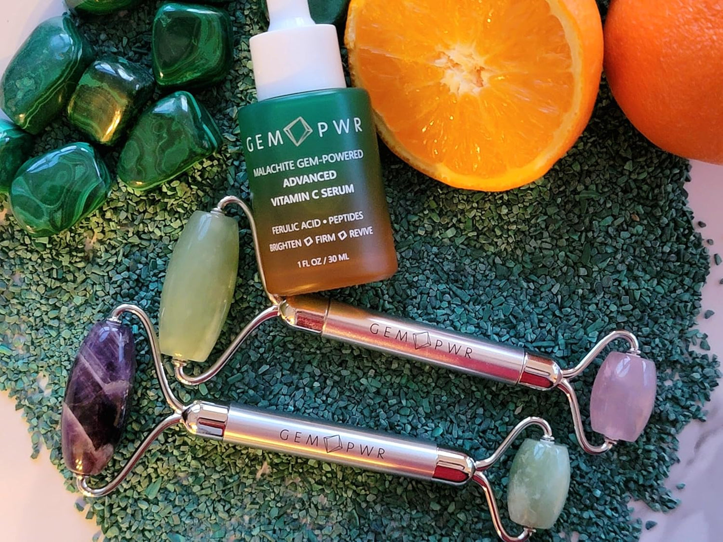 Rose Quartz + Jade Roller for Face and Neck Massage, Dual Gemstones with Durable Steel Handle and Travel Bag. Minimize Wrinkles, Reduce Puffiness and Restore Skin's Elasticity and Radiance