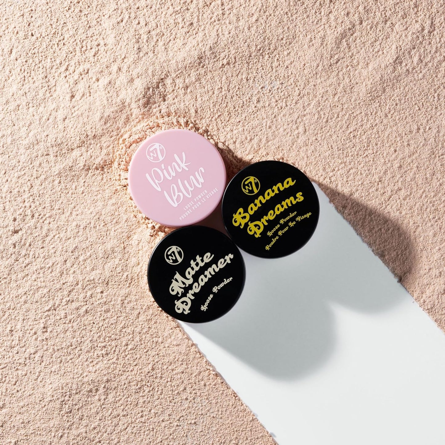 W7 Loose Face Powder Trio - 3 Piece Set - Banana, Nude & Pink Toned Powders - Ultra-Fine Setting Powder for Flawless Makeup